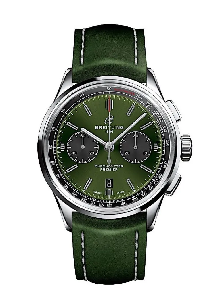 Chic JF Factory Breitling Premier B01 Chronograph Green Leather – Super Clone Watch Masterpiece 2571