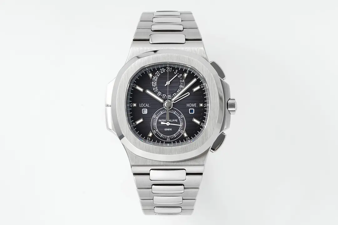 PPF Factory Patek Philippe Nautilus 5990 1A Dual Time Steel Black Super Clone Replica Watch MoistureWicking 3044