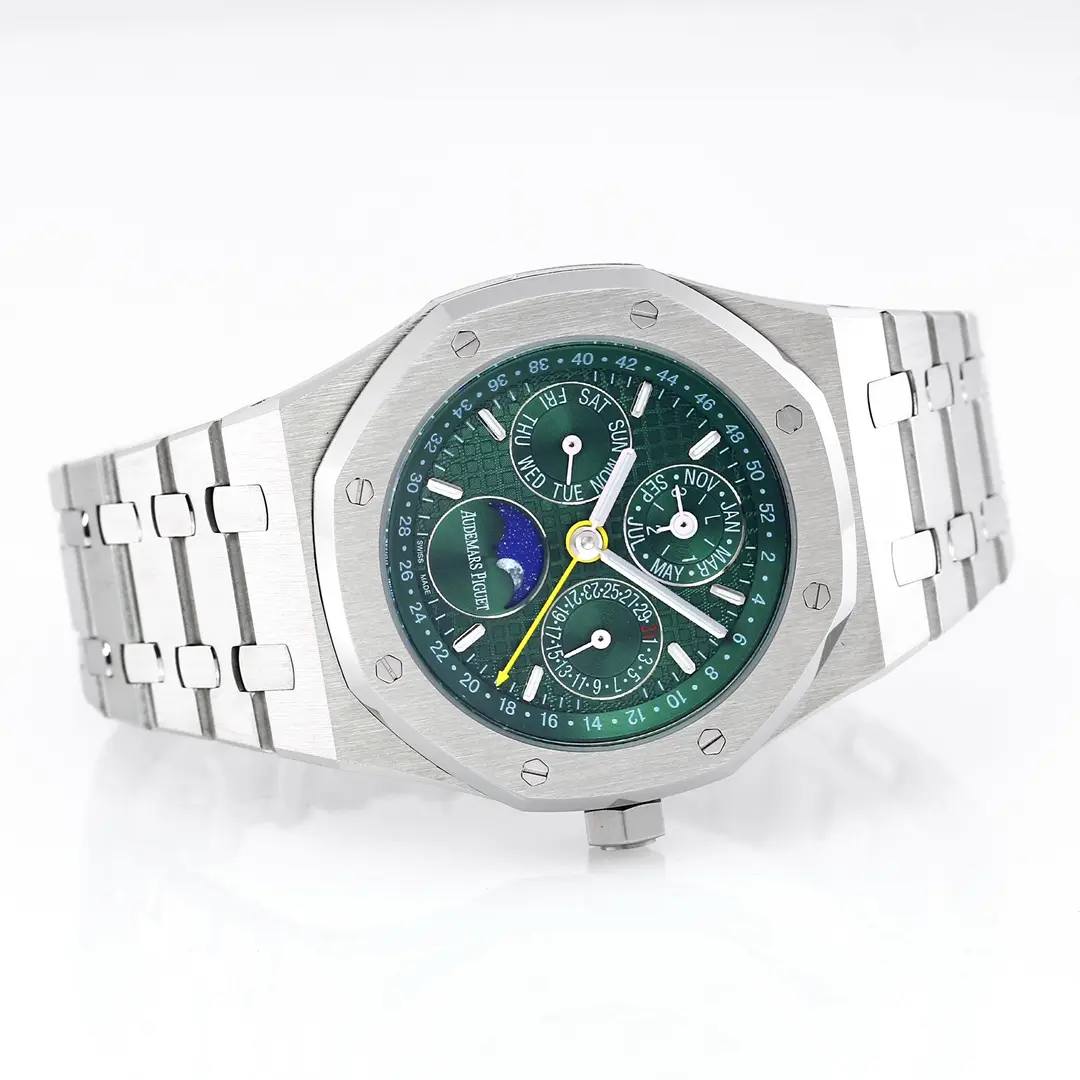 Affordable APS Factory Audemars Piguet Royal Oak Perpetual Calendar Green Dial Stainless Steel –  Super Clone Watch 1690