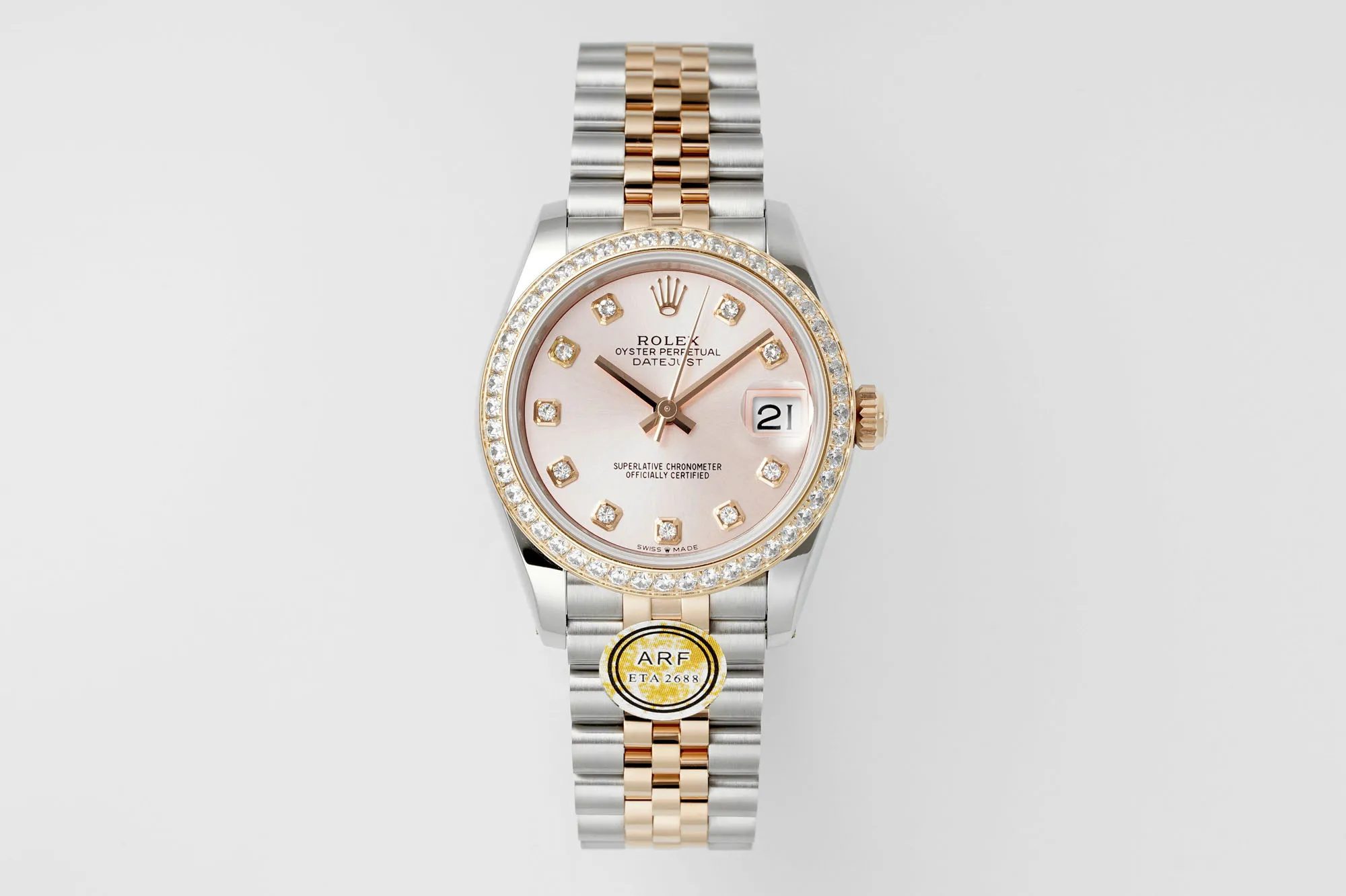 AR Factory Rolex Datejust 31mm Two-Tone Oystersteel and Yellow Gold Pink Dial Diamond Bezel Jubilee Bracelet Women’s Watch Minimalist 4901