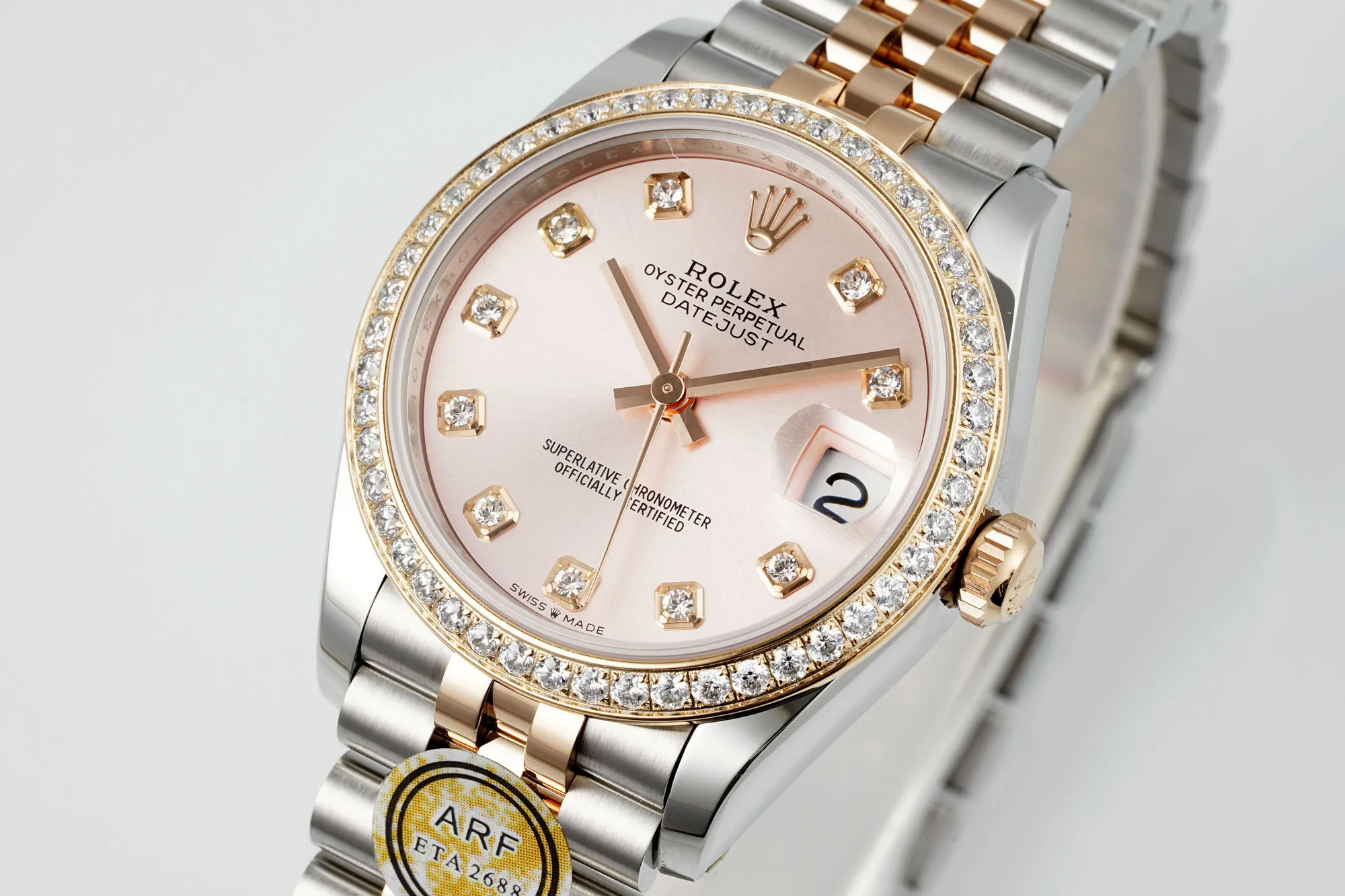 AR Factory Rolex Datejust 31mm Two-Tone Oystersteel and Yellow Gold Pink Dial Diamond Bezel Jubilee Bracelet Women’s Watch Minimalist 4901