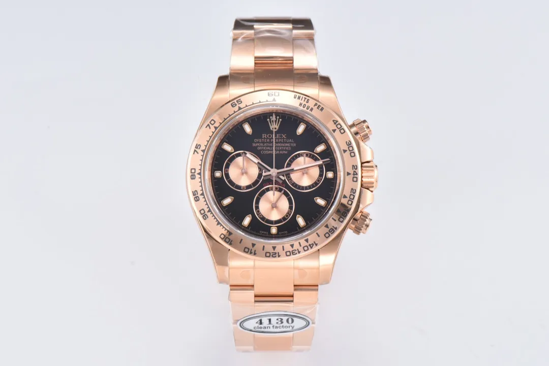 StreetReady BT Factory Rolex Daytona 116505 Full Rose Gold with Black Enamel Dial – VSF Luxury Chronograph Watch 4839