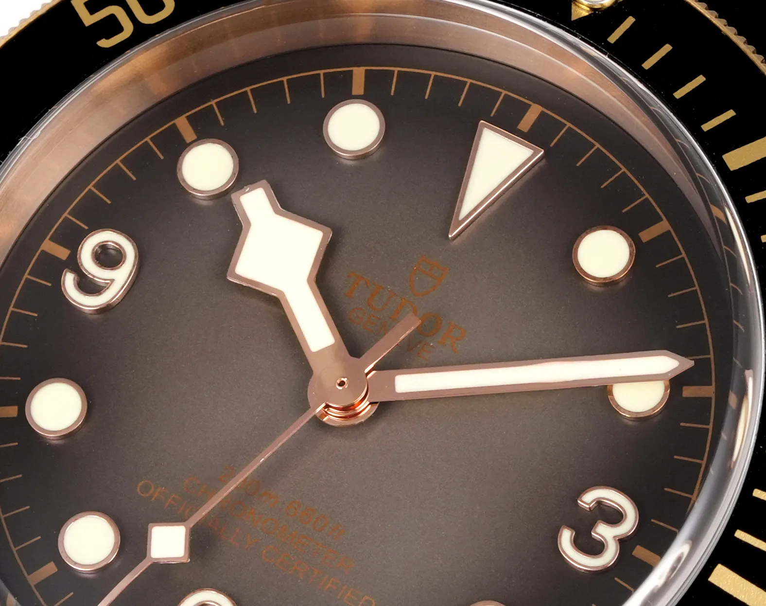 Tudor Black Bay Bronze Automatic Diver’s Watch with Black Dial, Rotating Bezel, and Black Leather Strap Cozy 4283