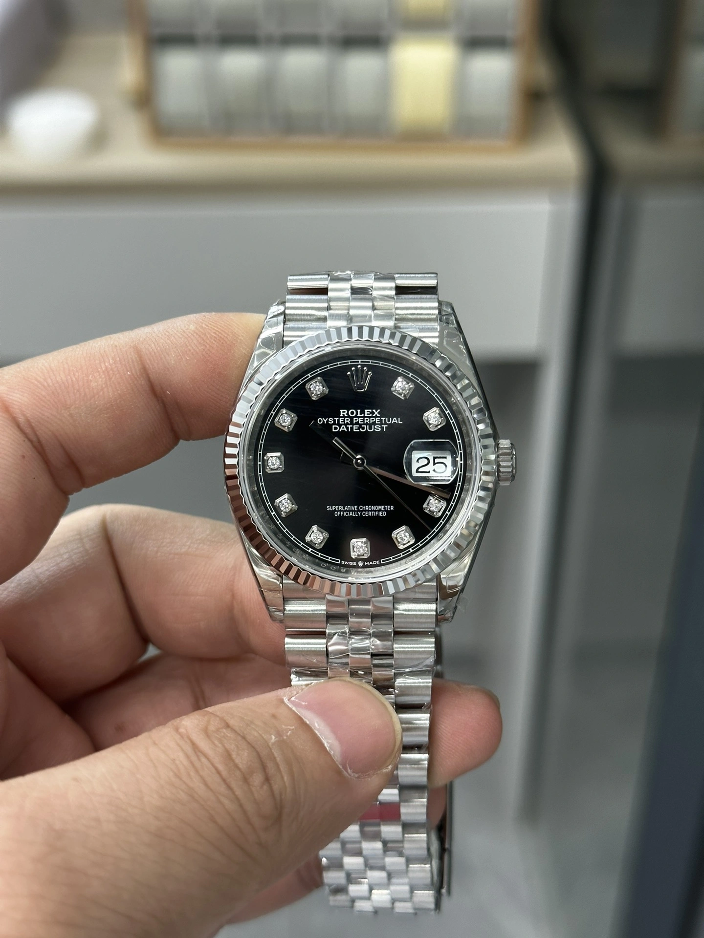 CBD Factory Rolex Datejust 36mm Black Diamond Dial Jubilee Bracelet (126234) 1:1 Super Clone – DD3235 Movement WaterResistant 100