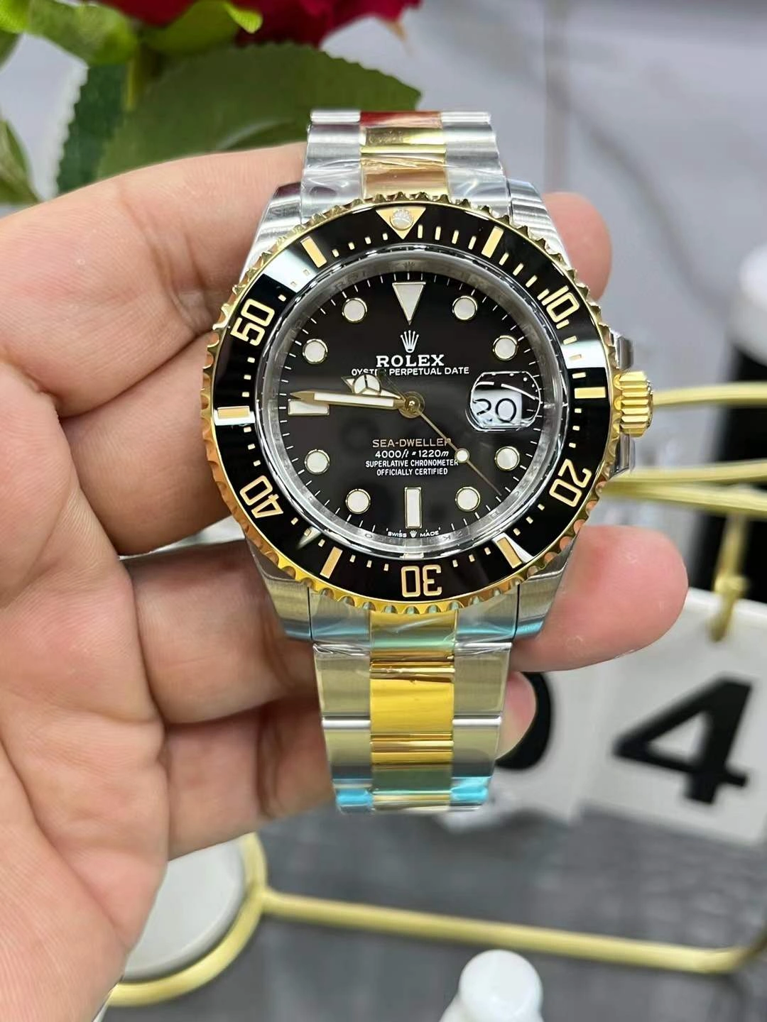 CBD Factory Rolex Sea-Dweller 43mm Two-Tone Yellow Gold Black Dial Ceramic Bezel Oyster Bracelet (126603) 1:1 Super Clone – DD3235 Movement Sporty 185