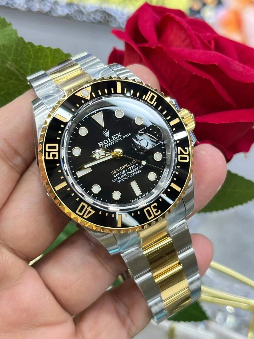 CBD Factory Rolex Sea-Dweller 43mm Two-Tone Yellow Gold Black Dial Ceramic Bezel Oyster Bracelet (126603) 1:1 Super Clone – DD3235 Movement Sporty 185