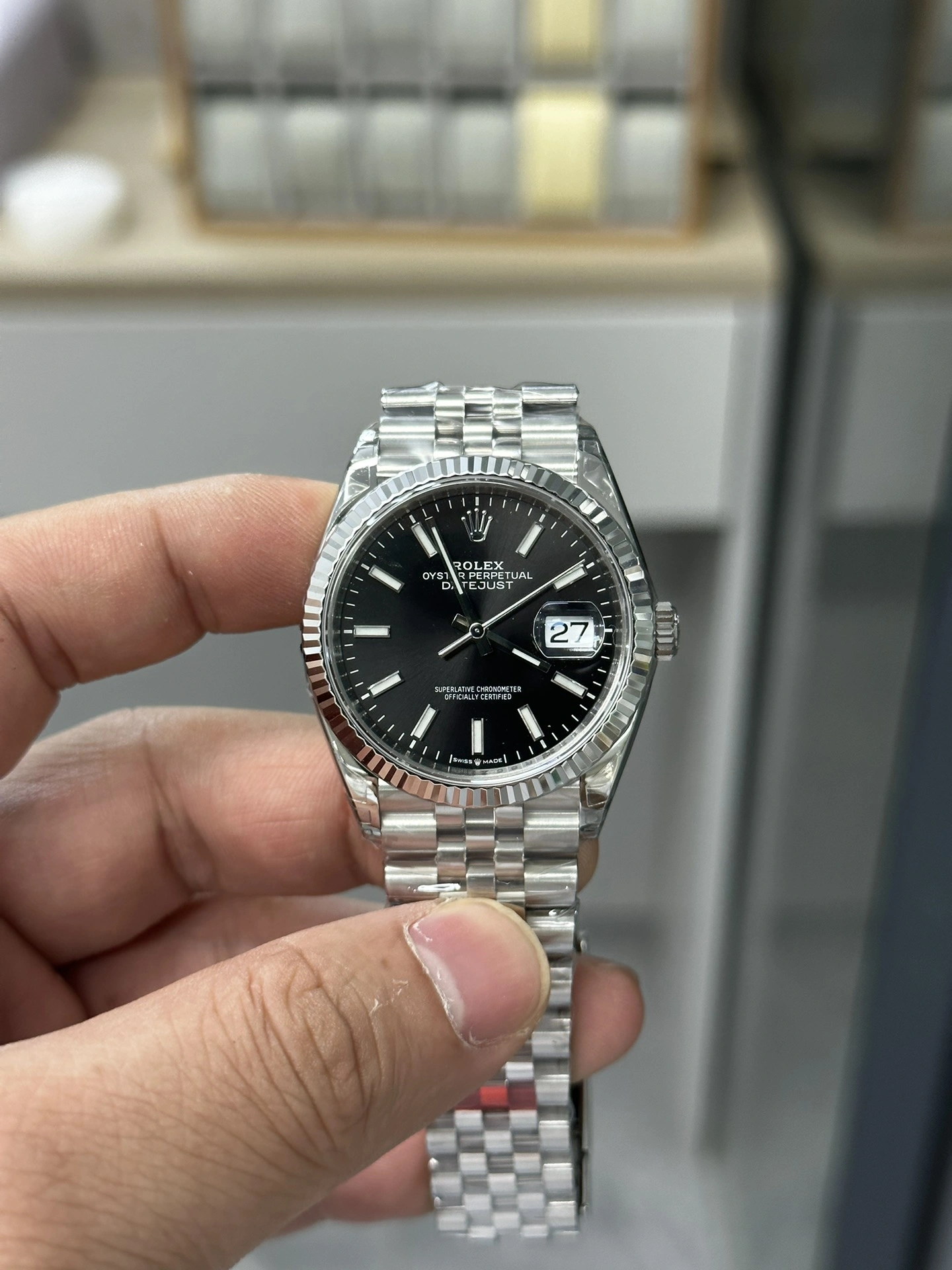 WrinkleFree CBD Factory Rolex Datejust 36mm  Black Dial Fluted Bezel Jubilee Bracelet (126234) 1:1 Super Clone – DD3235 Movement 104
