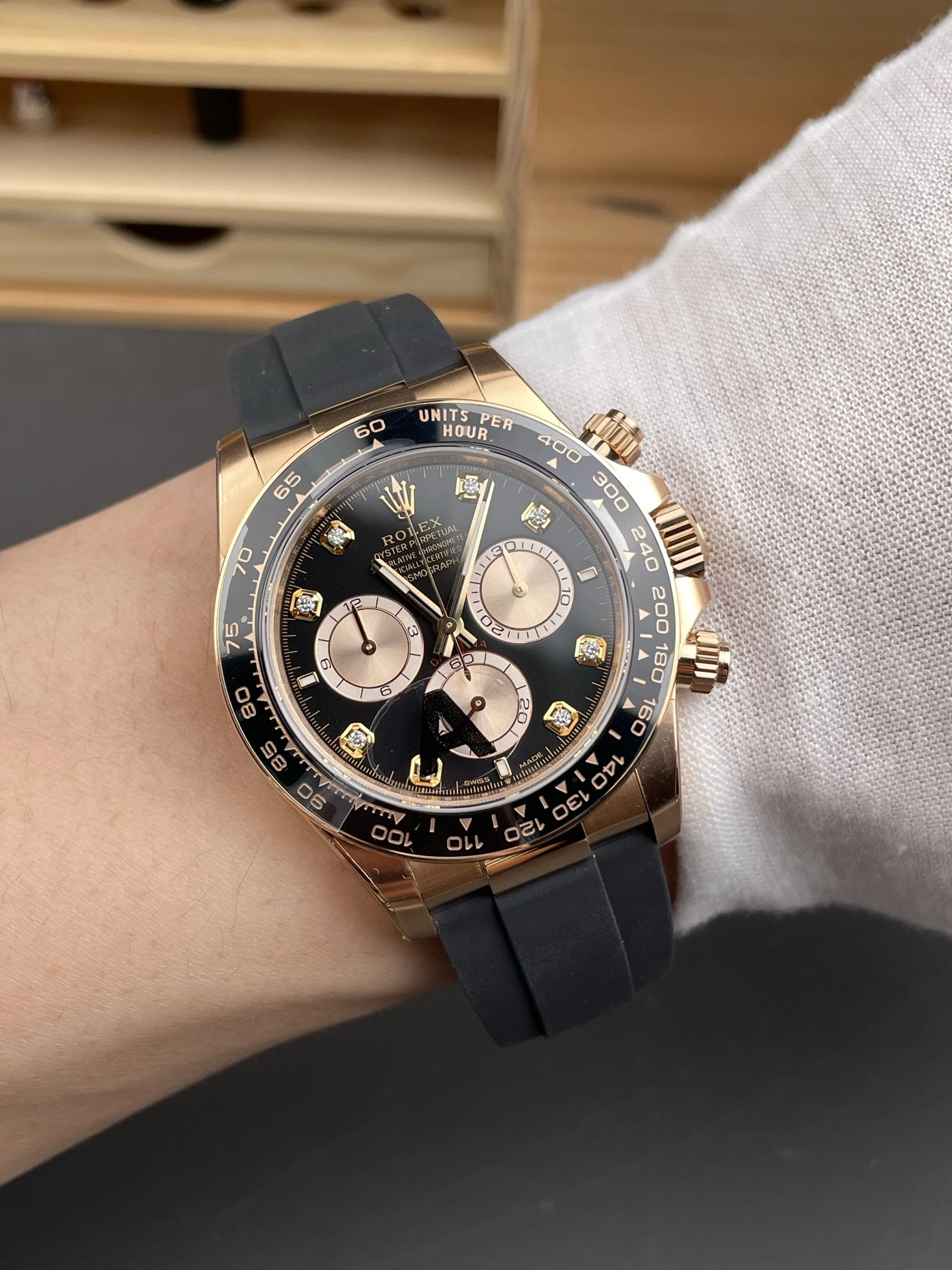 WellDesigned CBD Factory Rolex Cosmograph Daytona “Black Diamond” Everose Gold Rubeer Strap(126515LN) 1:1 Super Clone – DD4131 Movement 10