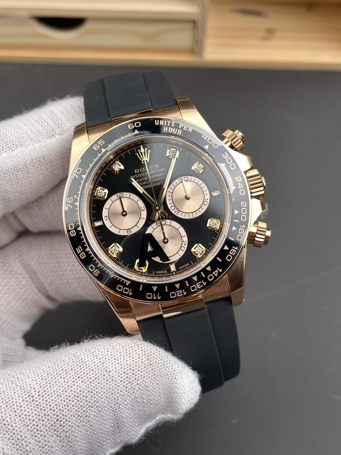 WellDesigned CBD Factory Rolex Cosmograph Daytona “Black Diamond” Everose Gold Rubeer Strap(126515LN) 1:1 Super Clone – DD4131 Movement 10