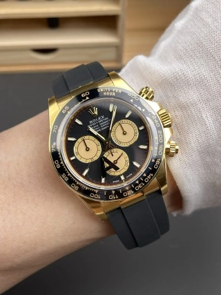 CBD Factory Rolex Cosmograph Daytona 40mm Black Dial Yellow Gold Rubber Strap (126518LN) 1:1 Super Clone – DD4131 Movement Lightweight 16
