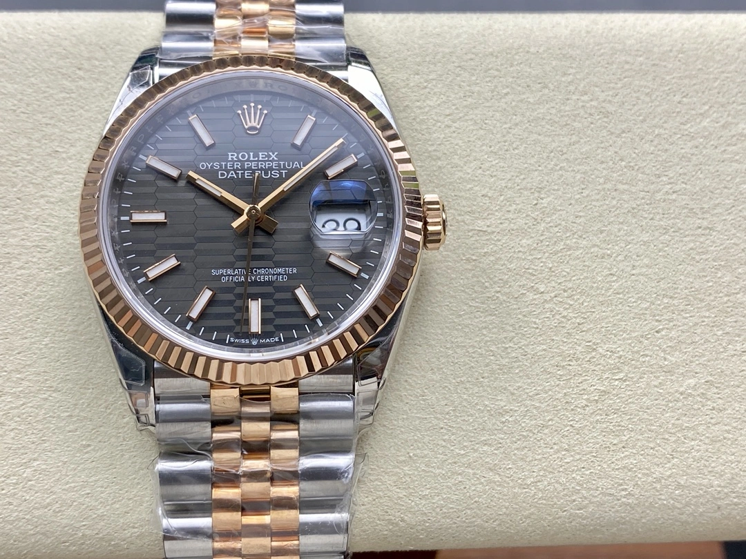 Contemporary CBD Factory Rolex Datejust 36mm Slate Grey Fluted Motif Dial Fluted Bezel Two-Tone Rose Gold Jubilee Bracelet (126231) 1:1 Super Clone – DD3235 Movement 93