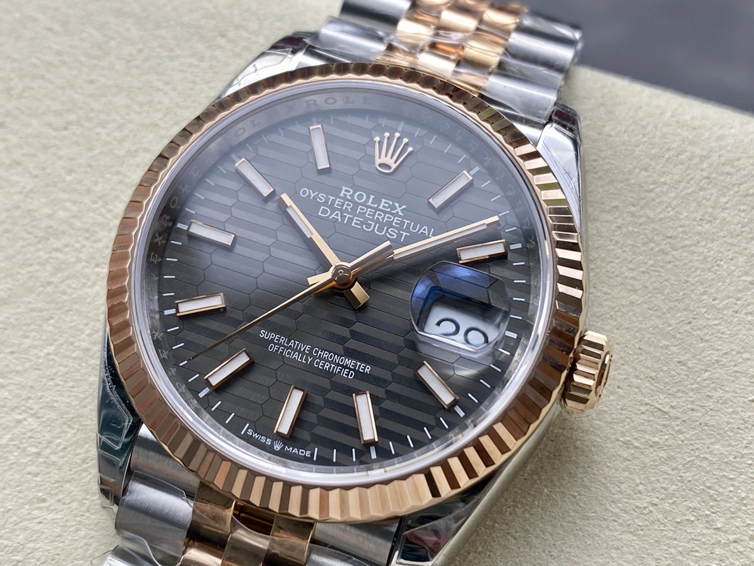 Contemporary CBD Factory Rolex Datejust 36mm Slate Grey Fluted Motif Dial Fluted Bezel Two-Tone Rose Gold Jubilee Bracelet (126231) 1:1 Super Clone – DD3235 Movement 93