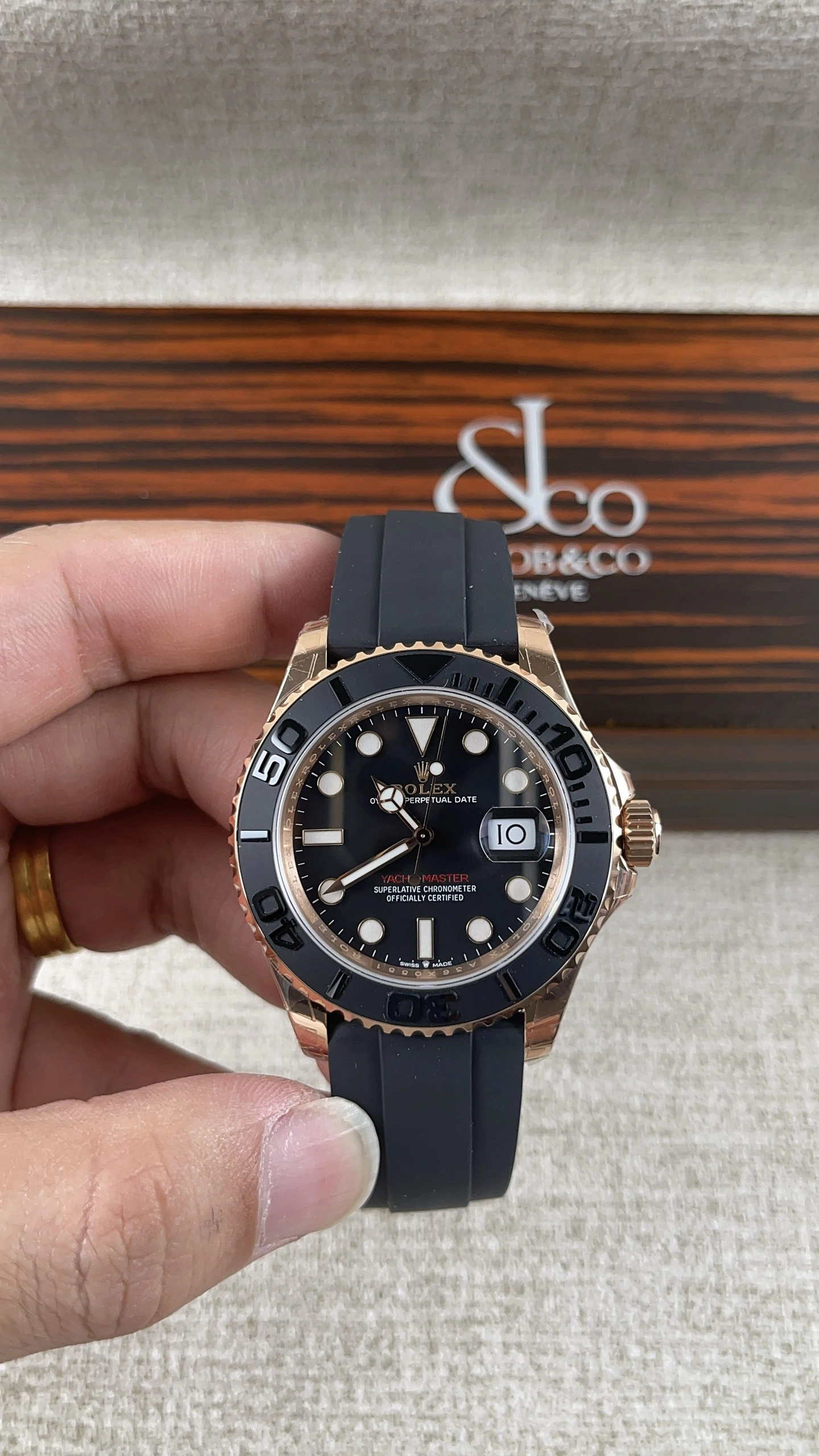 CBD Factory Rolex Yacht-Master 40mm Rose Gold Matte Black Dial Ceramic Bezel Oysterflex Strap (126655) 1:1 Super Clone – DD3235 Movement AllSeason 216