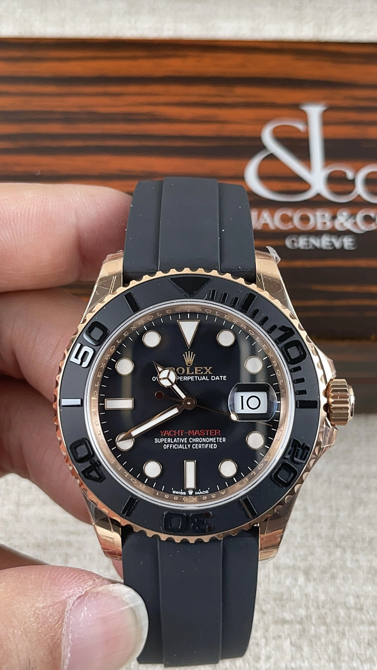 CBD Factory Rolex Yacht-Master 40mm Rose Gold Matte Black Dial Ceramic Bezel Oysterflex Strap (126655) 1:1 Super Clone – DD3235 Movement AllSeason 216