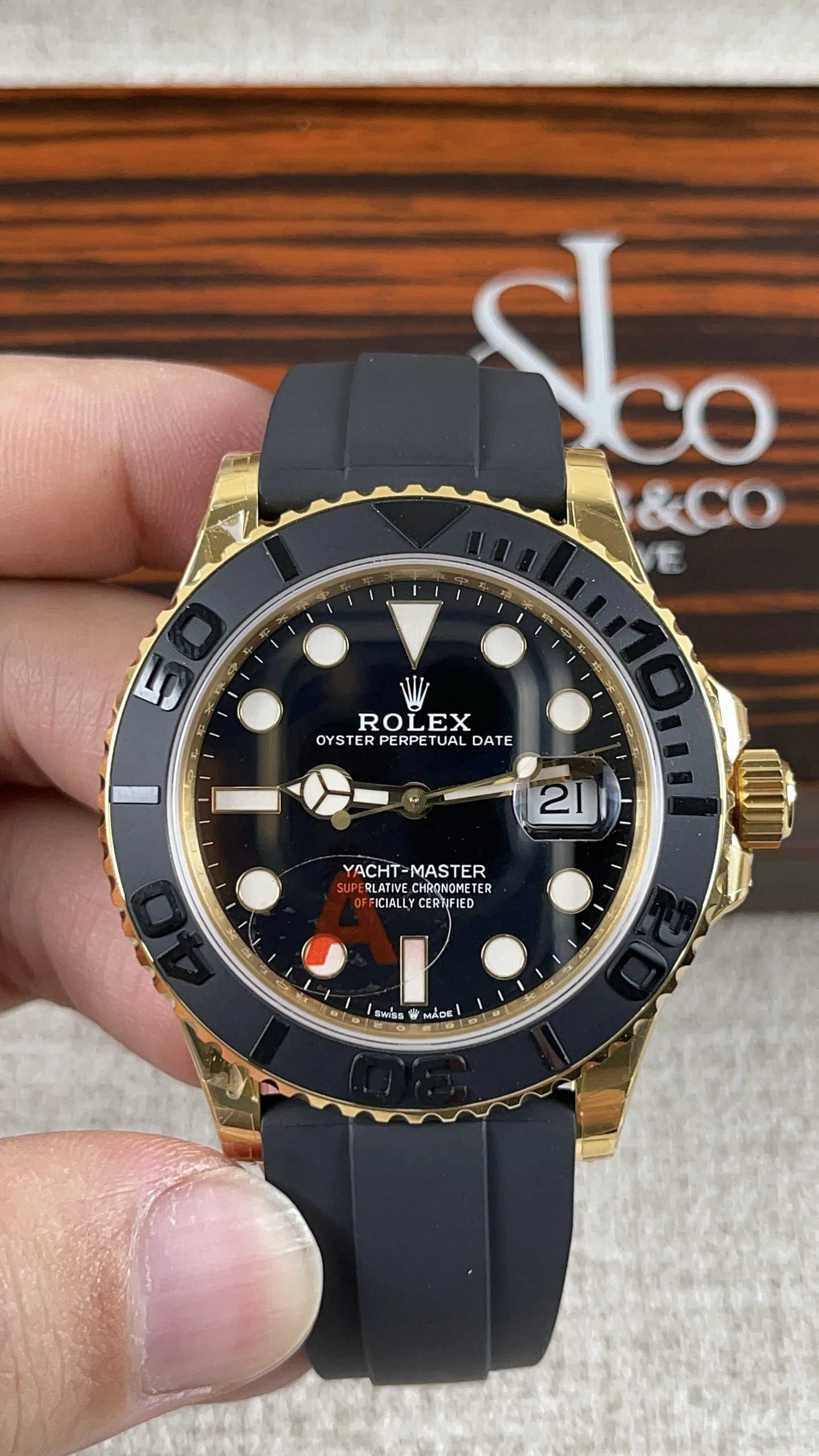Timeless CBD Factory Rolex Yacht-Master 42mm Yellow Gold Black Dial Ceramic Bezel Oysterflex Strap (226658) 1:1 Super Clone – DD3235 Movement 210