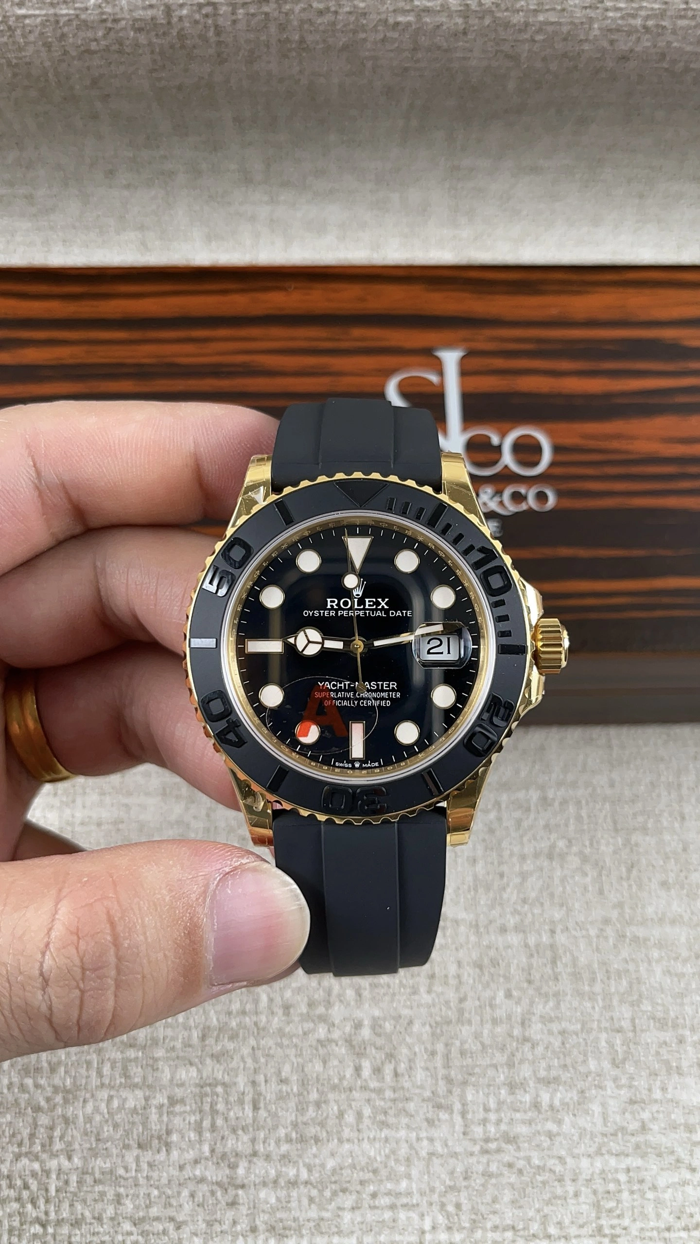 Timeless CBD Factory Rolex Yacht-Master 42mm Yellow Gold Black Dial Ceramic Bezel Oysterflex Strap (226658) 1:1 Super Clone – DD3235 Movement 210