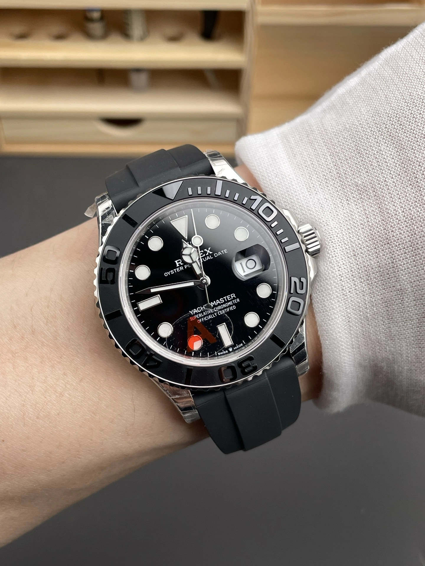 Youthful CBD Factory Rolex Yacht-Master 42mm White Gold Black Dial Ceramic Bezel Oysterflex Strap (226659) 1:1 Super Clone – DD3235 Movement 209
