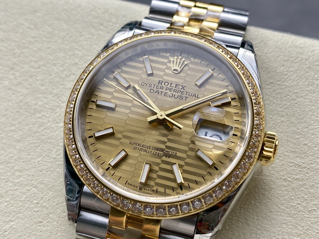 CBD Factory Rolex Datejust 36 Two-Tone Yellow Gold Diamond Bezel Golden Fluted Motif (126283RBR) 1:1 Super Clone – DD3235 Movement Youthful 94