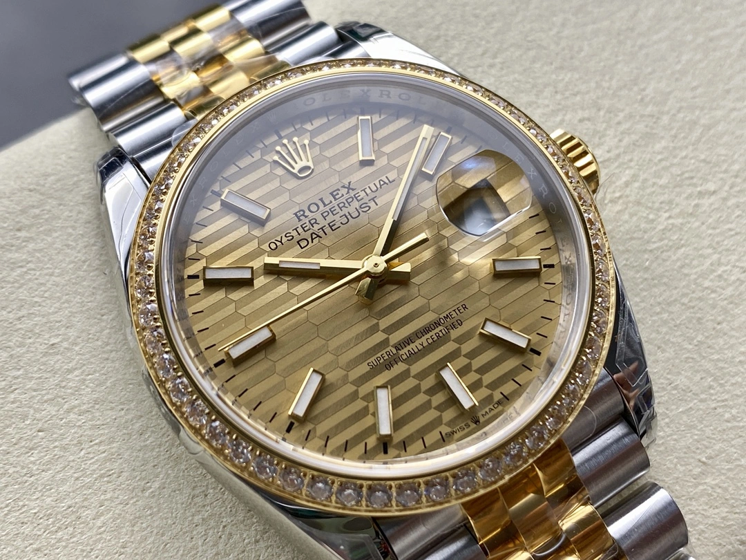 CBD Factory Rolex Datejust 36 Two-Tone Yellow Gold Diamond Bezel Golden Fluted Motif (126283RBR) 1:1 Super Clone – DD3235 Movement Youthful 94