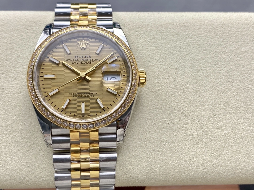 CBD Factory Rolex Datejust 36 Two-Tone Yellow Gold Diamond Bezel Golden Fluted Motif (126283RBR) 1:1 Super Clone – DD3235 Movement Youthful 94