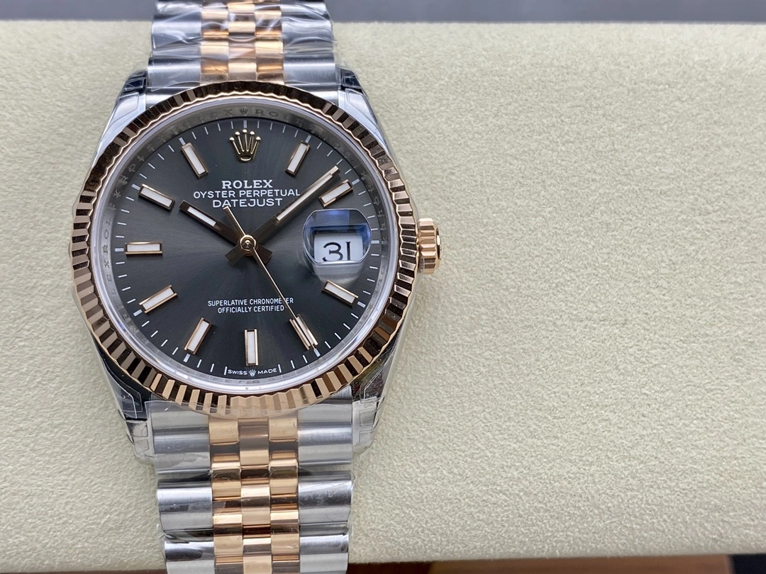 SportInspired CBD Factory Rolex Datejust 36mm Two-Tone Rose Gold Sunburst Slate Dial Jubilee Bracelet (126231) 1:1 Super Clone – DD3235 Movement 113