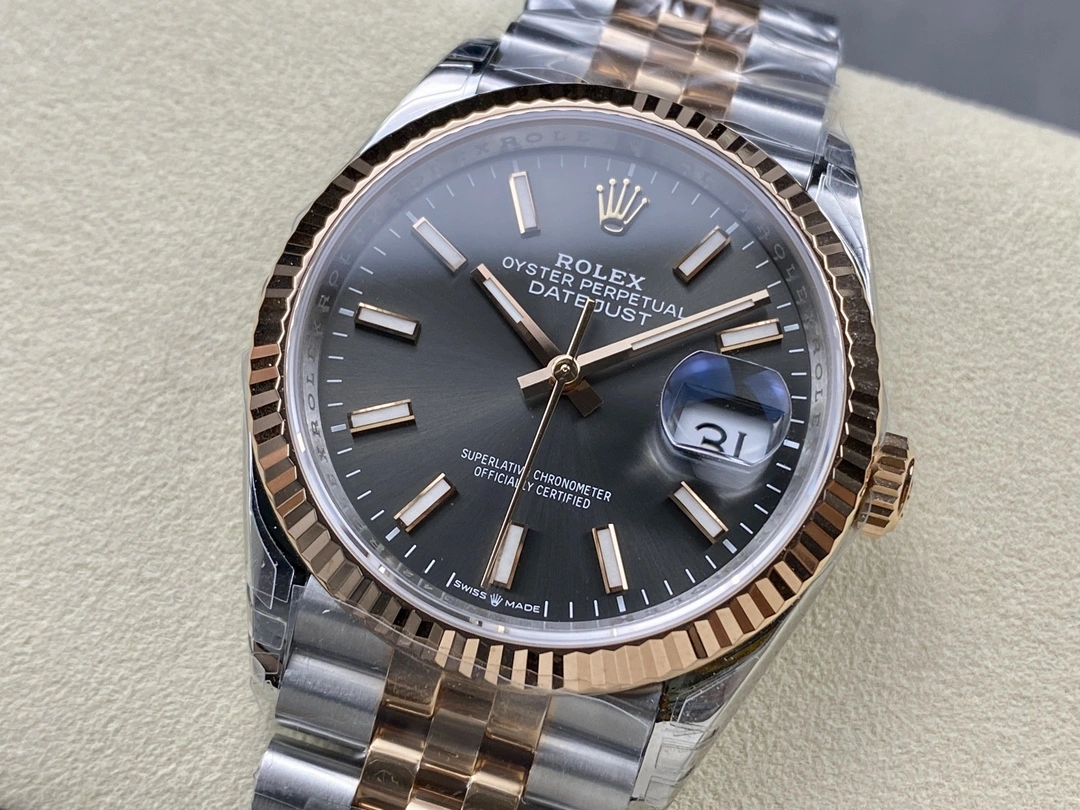 SportInspired CBD Factory Rolex Datejust 36mm Two-Tone Rose Gold Sunburst Slate Dial Jubilee Bracelet (126231) 1:1 Super Clone – DD3235 Movement 113