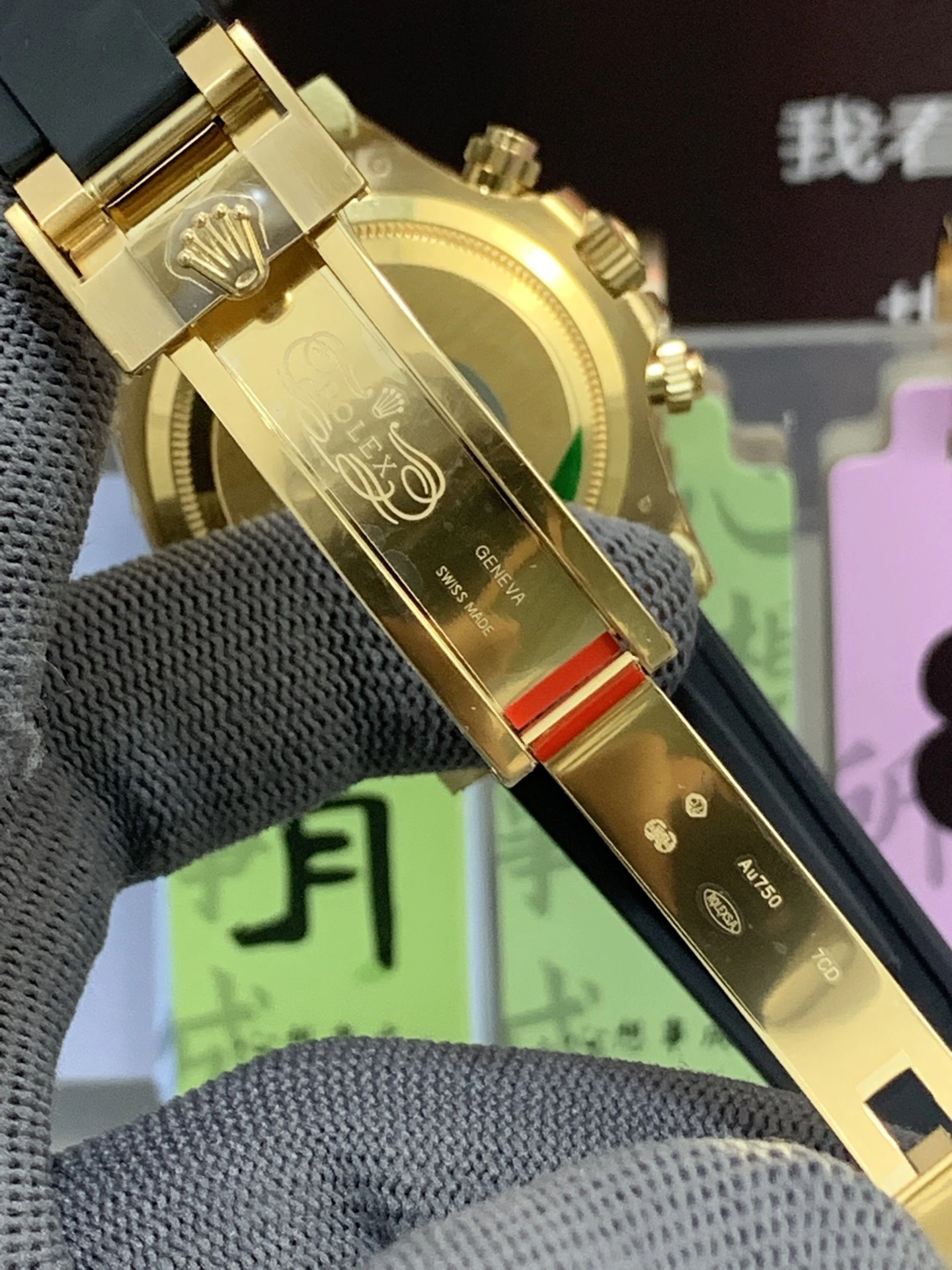 MoistureWicking CBD Factory Rolex Cosmograph Daytona 40mm Black Panda Dial Yellow Gold Rubber Strap (126518LN) 1:1 Super Clone – DD4131 Movement 14