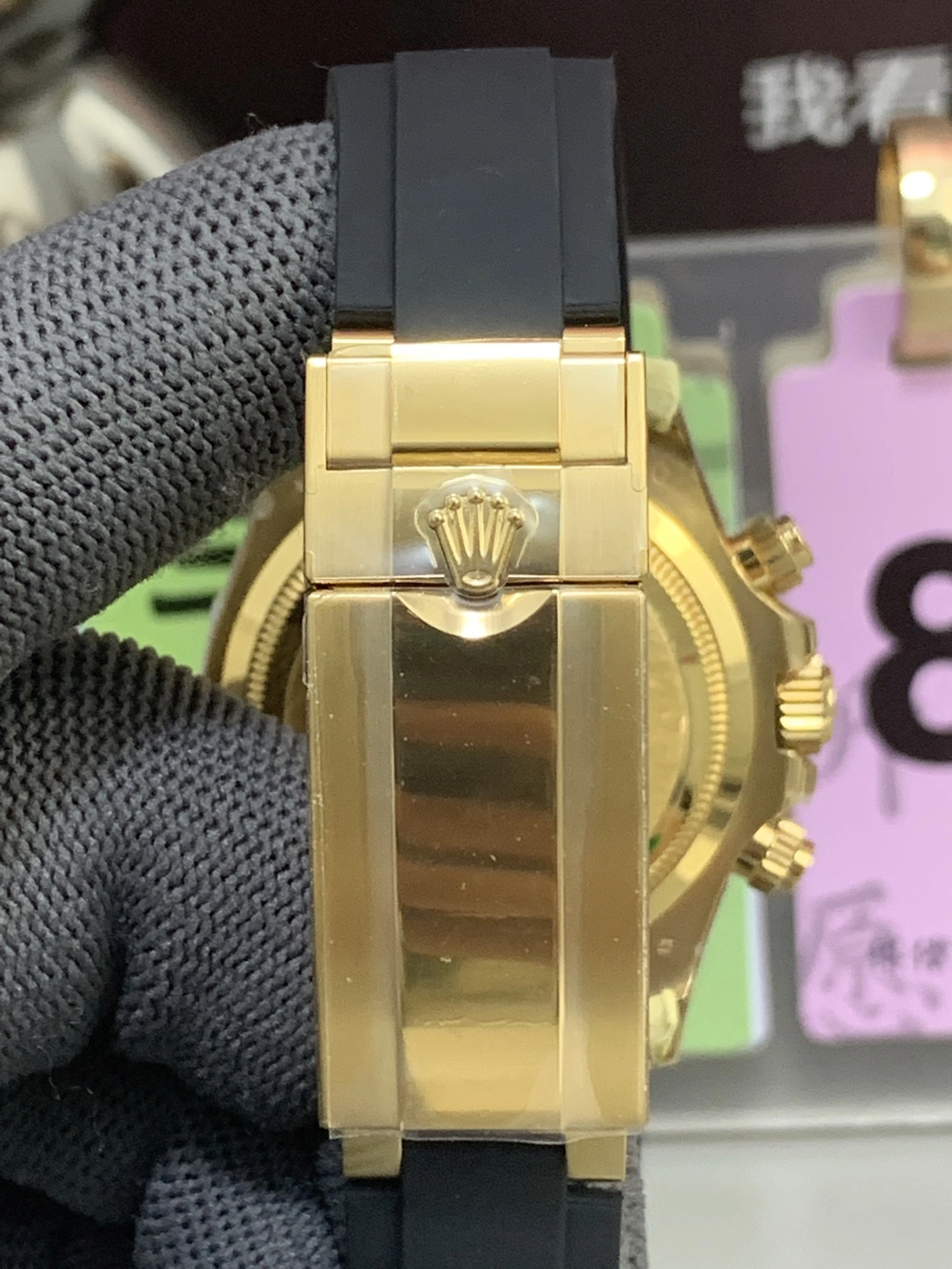 MoistureWicking CBD Factory Rolex Cosmograph Daytona 40mm Black Panda Dial Yellow Gold Rubber Strap (126518LN) 1:1 Super Clone – DD4131 Movement 14