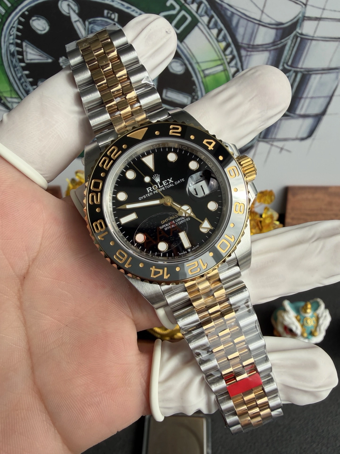 CBD Factory Rolex GMT-Master II Two-Tone Yellow Gold Black Grey Ceramic Bezel Jubilee Bracelet(126713grnr) 1:1 Super Clone – DD3285 Movement Bold 153