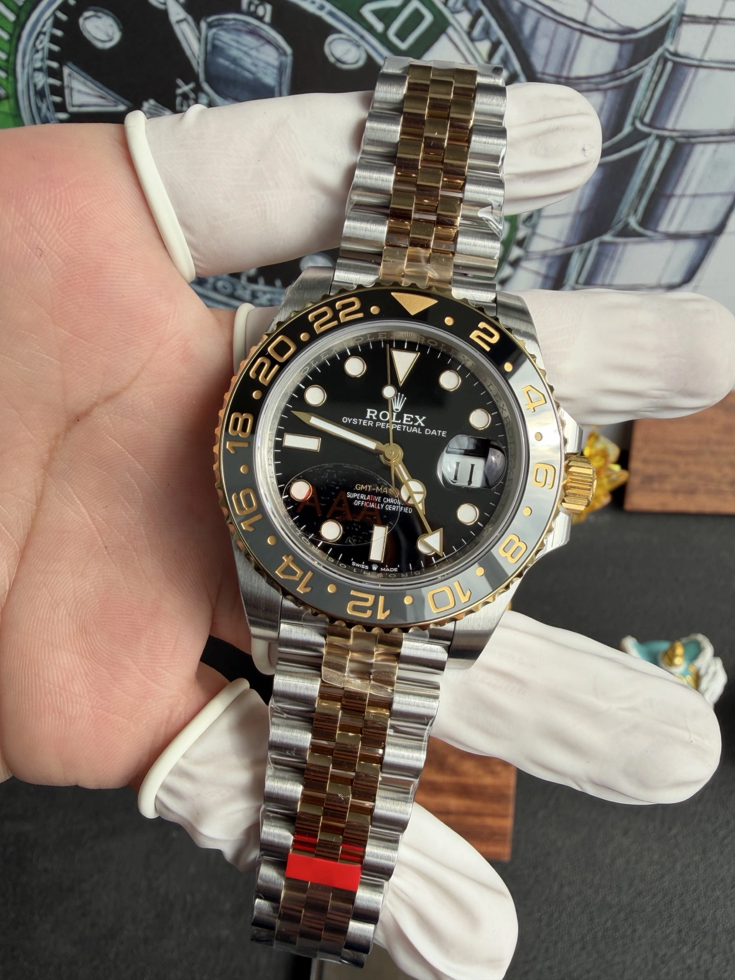 CBD Factory Rolex GMT-Master II Two-Tone Yellow Gold Black Grey Ceramic Bezel Jubilee Bracelet(126713grnr) 1:1 Super Clone – DD3285 Movement Bold 153