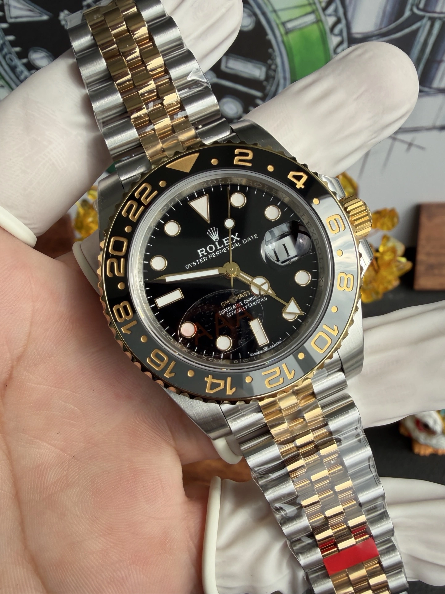 CBD Factory Rolex GMT-Master II Two-Tone Yellow Gold Black Grey Ceramic Bezel Jubilee Bracelet(126713grnr) 1:1 Super Clone – DD3285 Movement Bold 153
