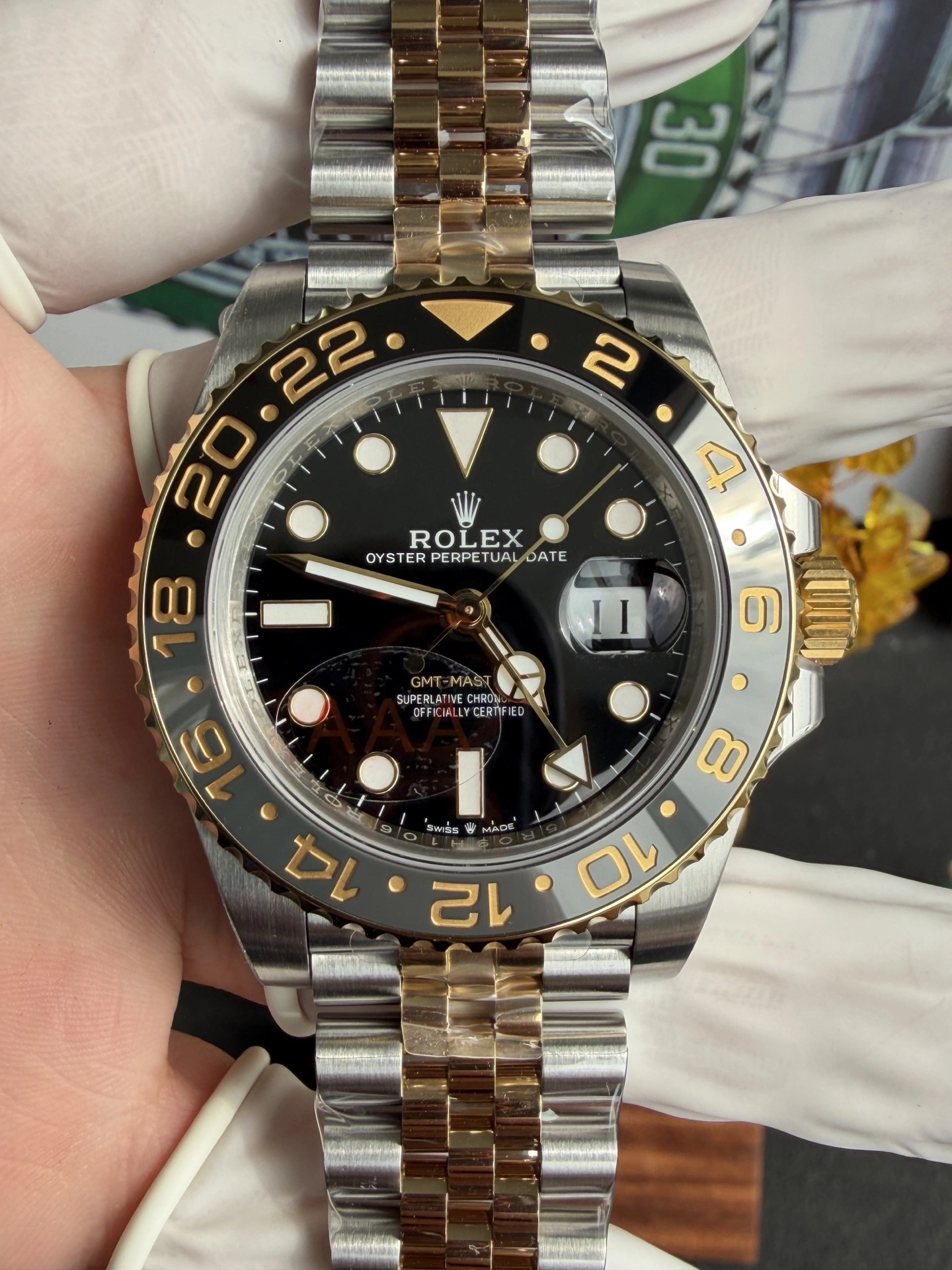 CBD Factory Rolex GMT-Master II Two-Tone Yellow Gold Black Grey Ceramic Bezel Jubilee Bracelet(126713grnr) 1:1 Super Clone – DD3285 Movement Bold 153