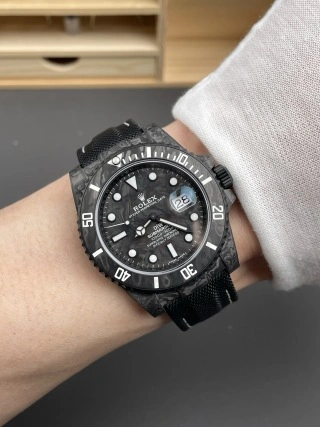 EyeCatching CBD Factory Rolex Submariner Date “DiW Carbon Stealth” Forged Carbon Fiber (Custom Edition) 1:1 Super Clone – DD3135 Movement 196