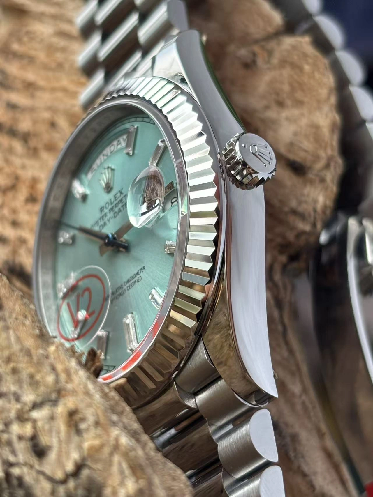 Practical CBD Factory Rolex Day-Date 40 Platinum Ice Blue Diamond Dial (228236) 1:1 Super Clone – DD3255 Movement 131