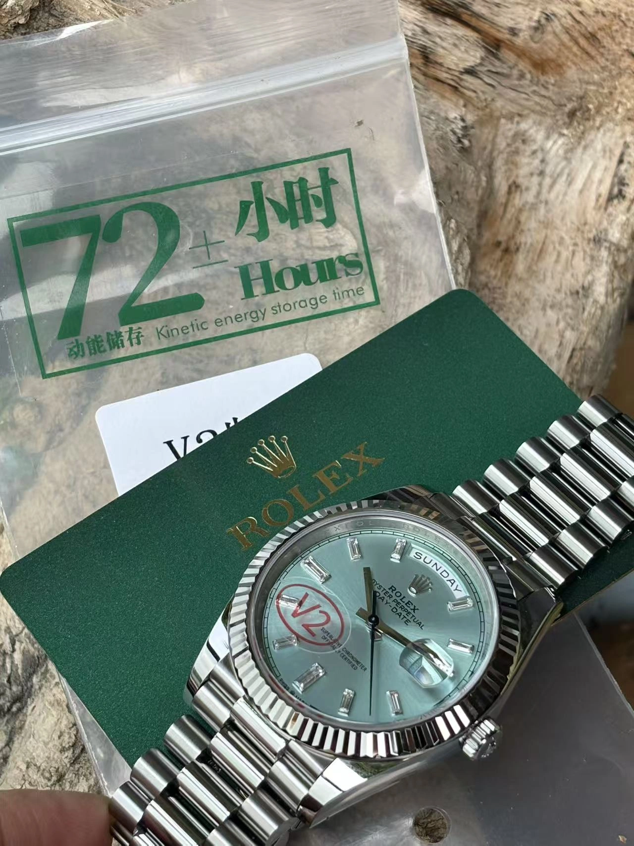 Practical CBD Factory Rolex Day-Date 40 Platinum Ice Blue Diamond Dial (228236) 1:1 Super Clone – DD3255 Movement 131