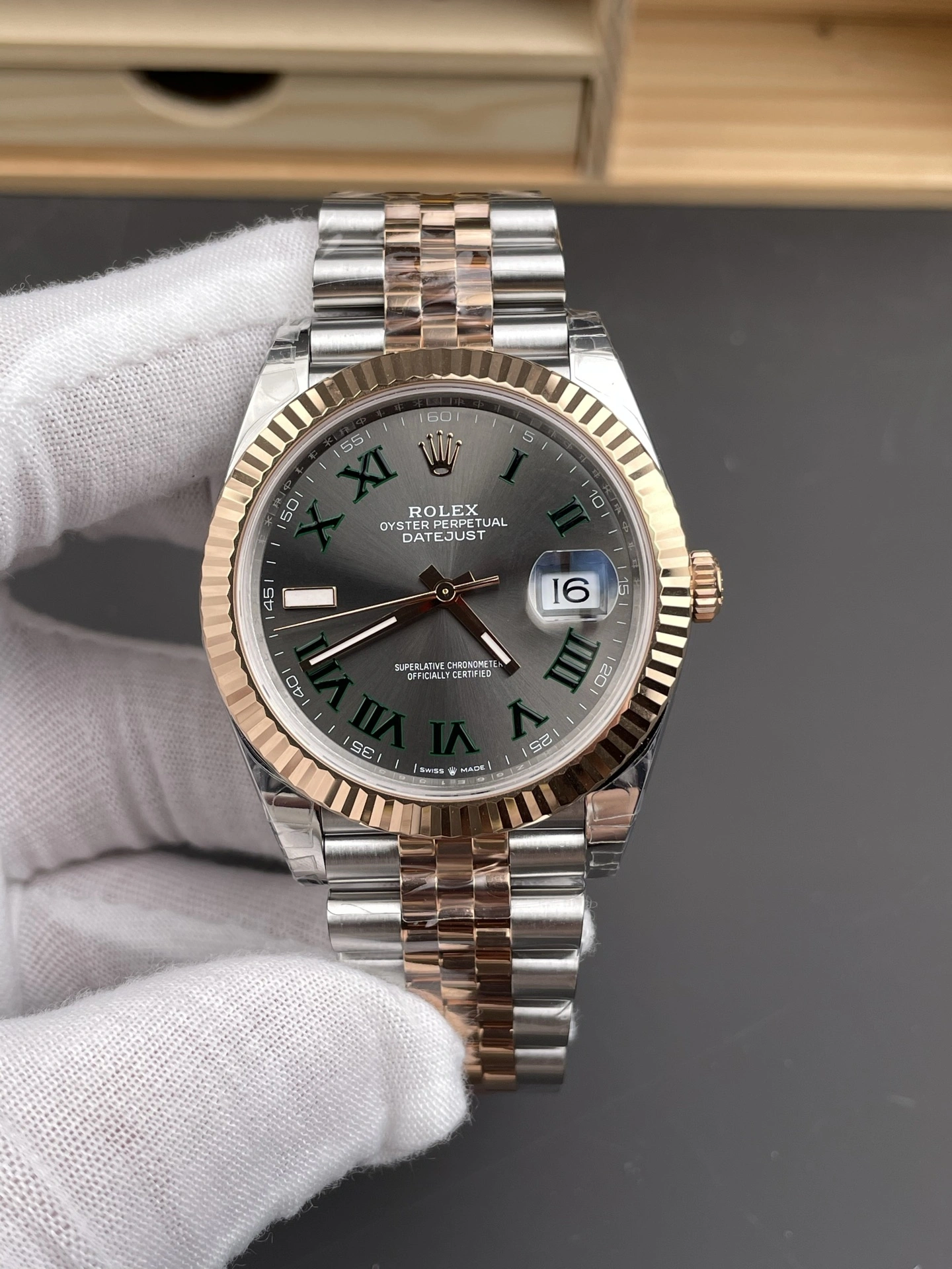 StreetReady CBD Factory Rolex Datejust 36mm Two-Tone Rose Gold Slate Grey”Wimbledon” Dial Fluted Bezel Jubilee Bracelet (126231) 1:1 Super Clone – DD3235 Movement 121