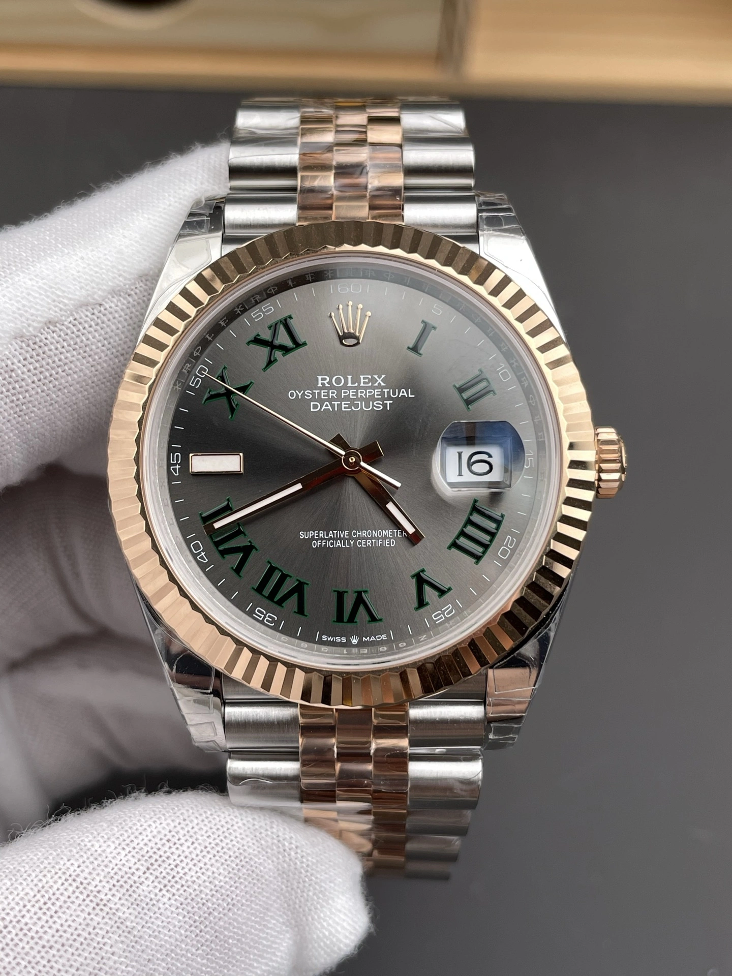 StreetReady CBD Factory Rolex Datejust 36mm Two-Tone Rose Gold Slate Grey”Wimbledon” Dial Fluted Bezel Jubilee Bracelet (126231) 1:1 Super Clone – DD3235 Movement 121