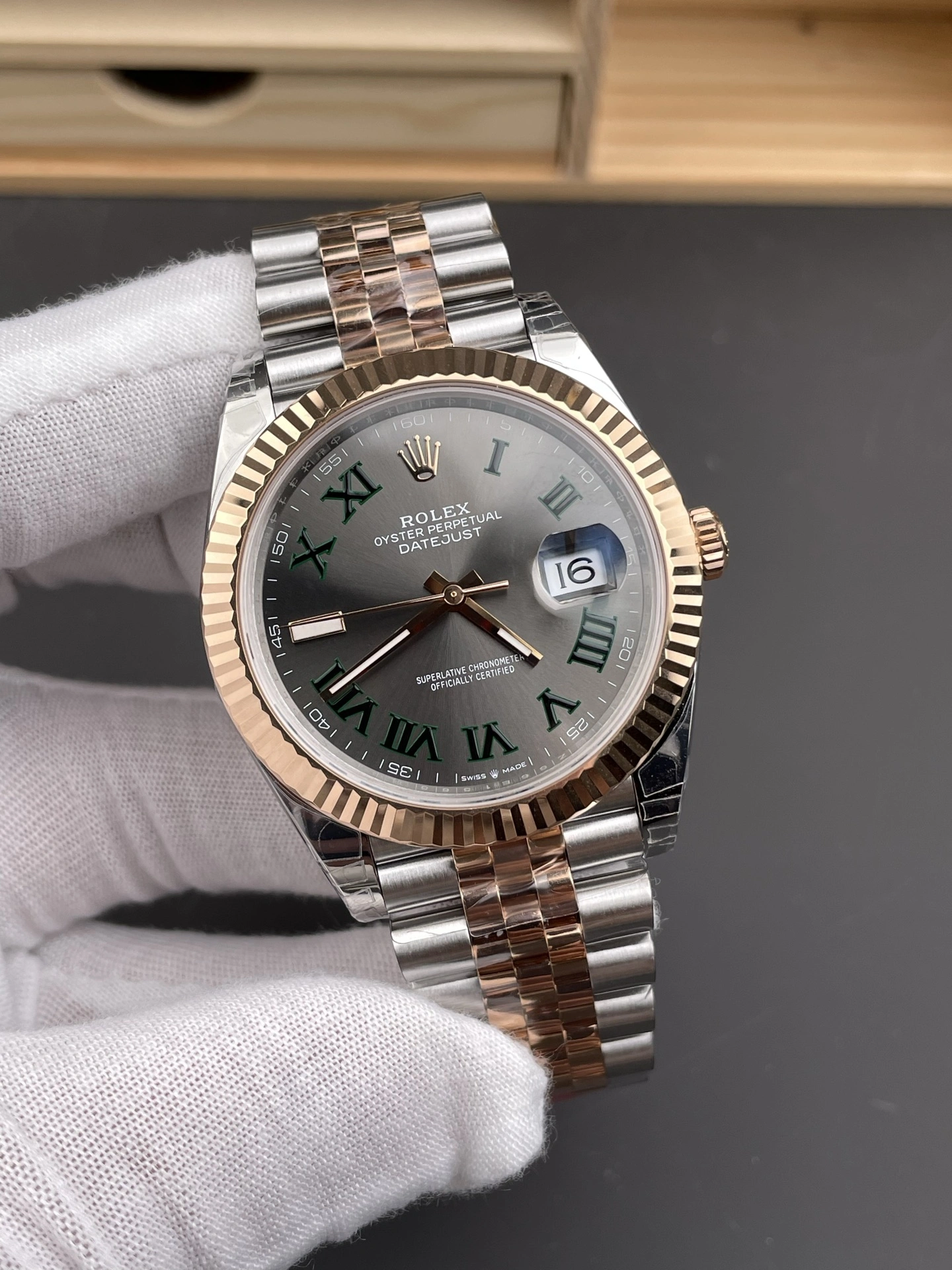 StreetReady CBD Factory Rolex Datejust 36mm Two-Tone Rose Gold Slate Grey”Wimbledon” Dial Fluted Bezel Jubilee Bracelet (126231) 1:1 Super Clone – DD3235 Movement 121