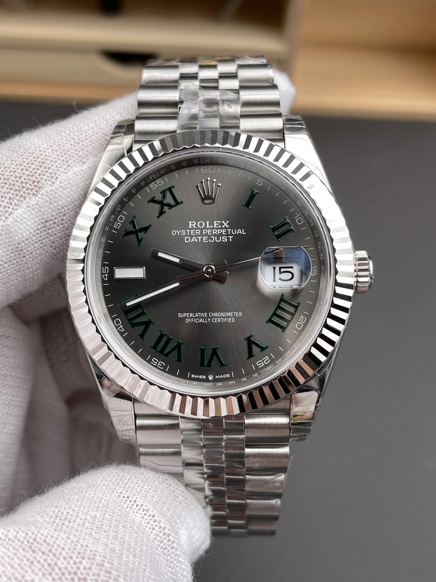 CBD Factory Rolex Datejust 41mm Slate Grey”Wimbledon” Dial Fluted Bezel Jubilee Bracelet (126334) 1:1 Super Clone – DD3235 Movement Effortless 39