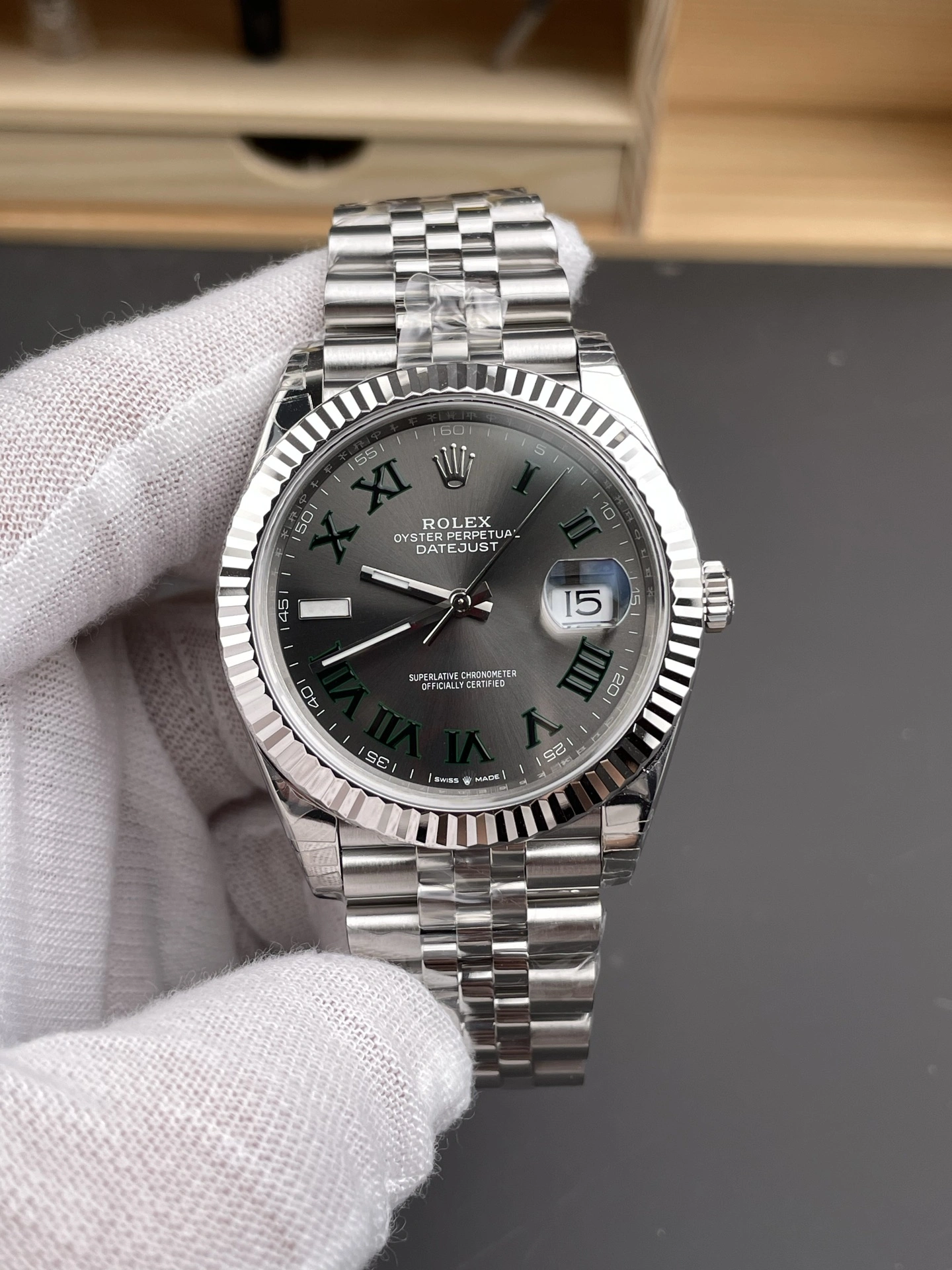 CBD Factory Rolex Datejust 41mm Slate Grey”Wimbledon” Dial Fluted Bezel Jubilee Bracelet (126334) 1:1 Super Clone – DD3235 Movement Effortless 39