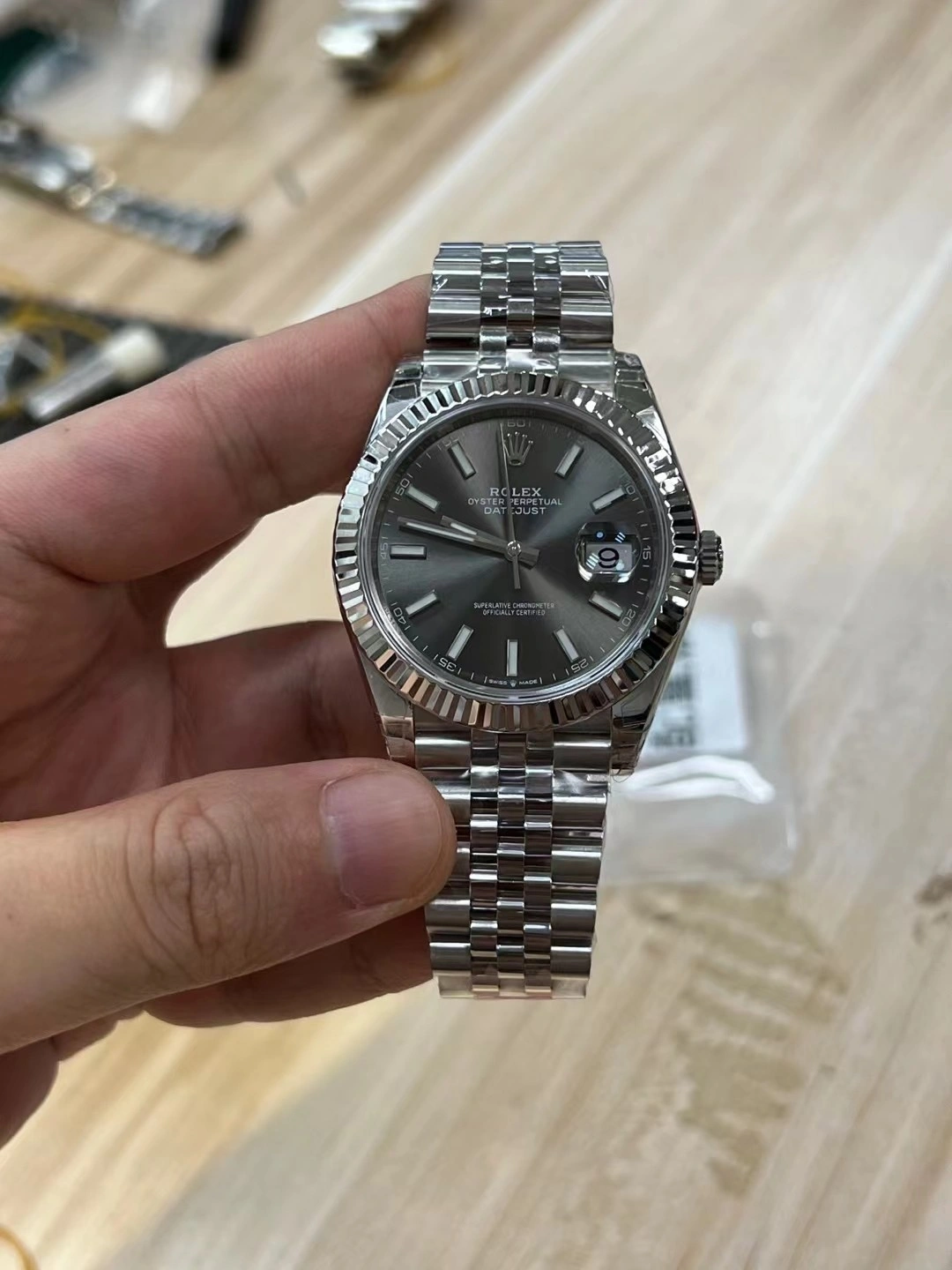 Versatile CBD Factory Rolex Datejust 41mm Sunburst Slate Grey Dial Fluted Bezel Jubilee Bracelet (126334) 1:1 Super Clone – DD3235 Movement 73