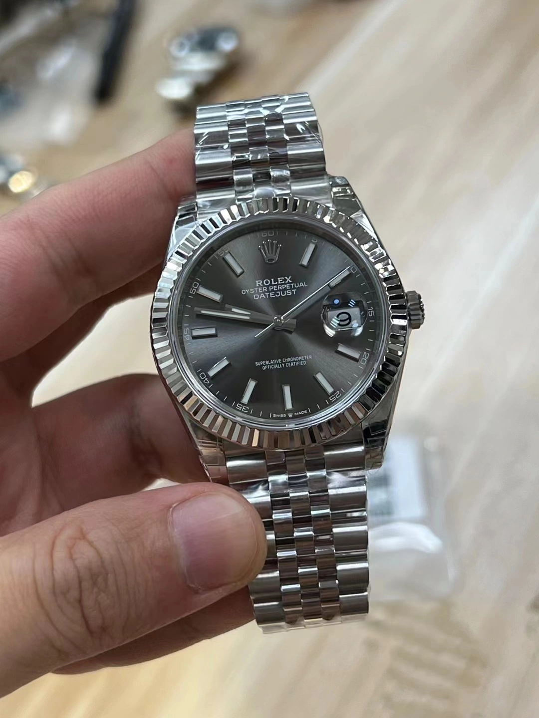 Versatile CBD Factory Rolex Datejust 41mm Sunburst Slate Grey Dial Fluted Bezel Jubilee Bracelet (126334) 1:1 Super Clone – DD3235 Movement 73