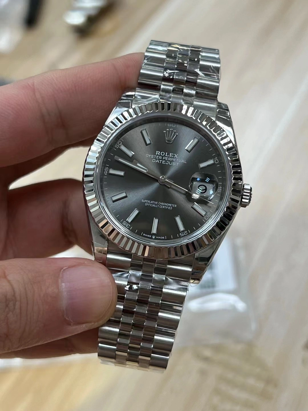 Versatile CBD Factory Rolex Datejust 41mm Sunburst Slate Grey Dial Fluted Bezel Jubilee Bracelet (126334) 1:1 Super Clone – DD3235 Movement 73