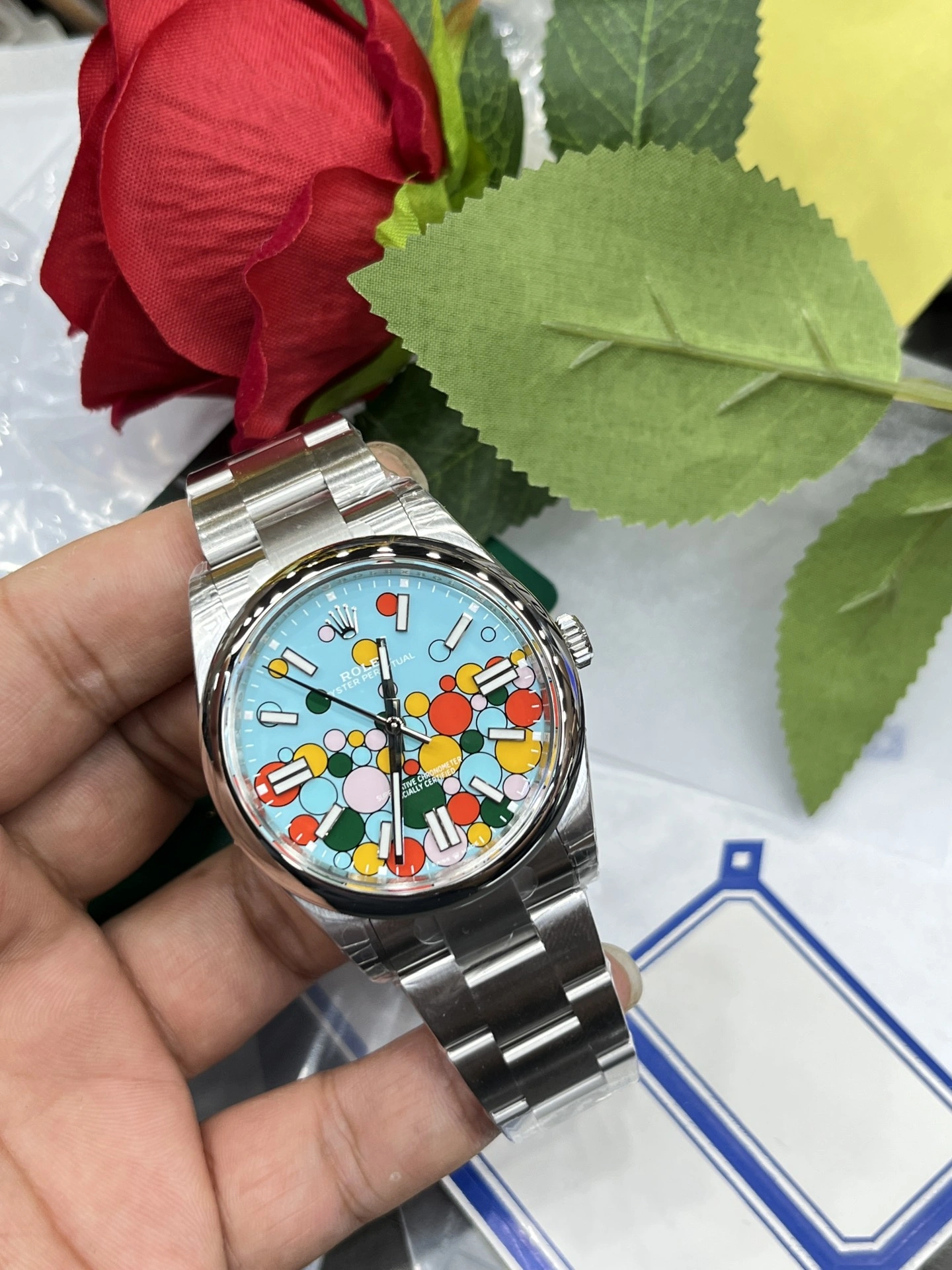 HighQuality CBD Factory Rolex Oyster Perpetual 41mm “Celebration Bubble” Motif Dial Smooth Bezel Oyster Bracelet (124300) 1:1 Super Clone – DD3230 Movement 165
