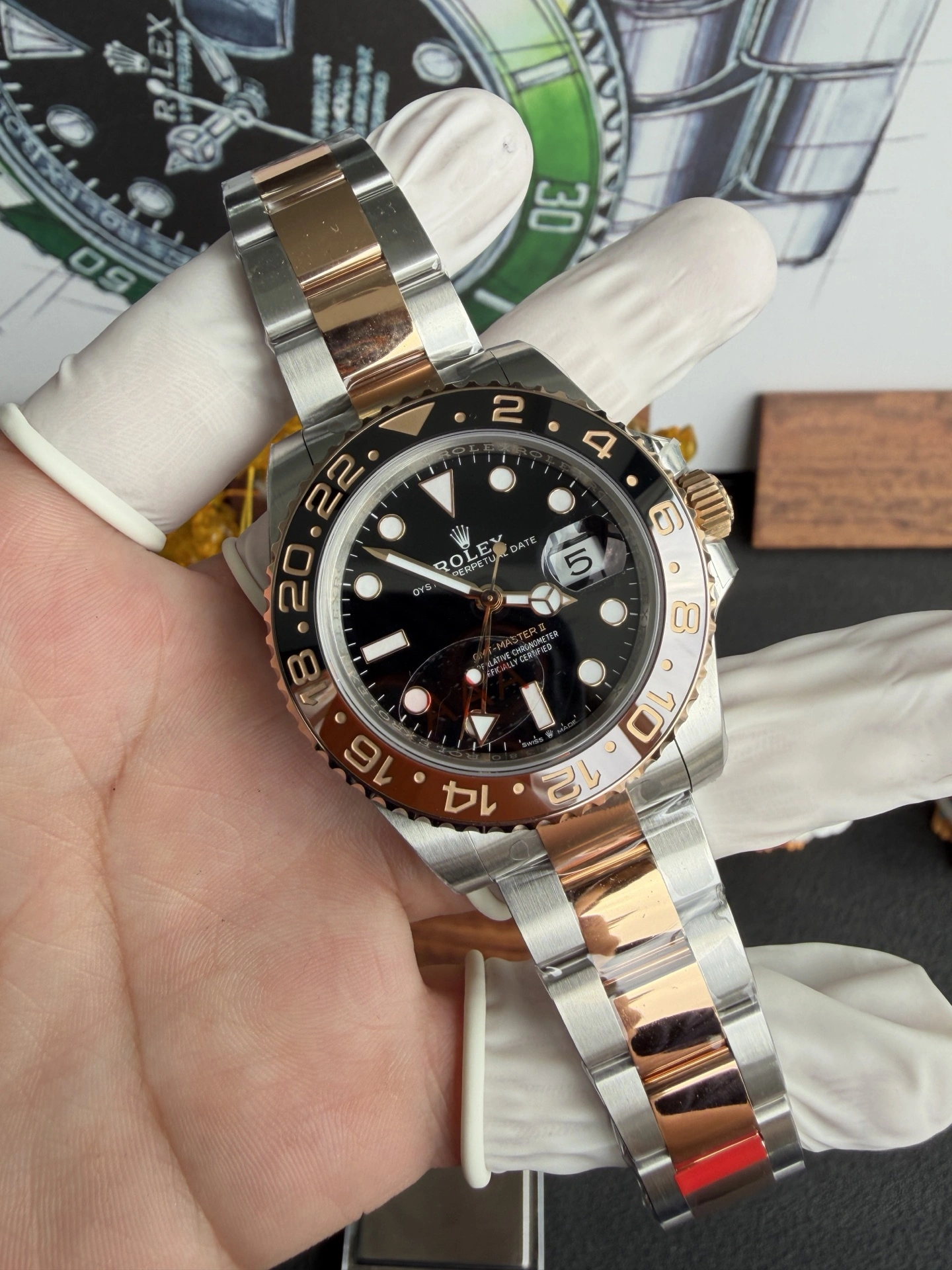 Tailored CBD Factory Rolex GMT-Master II “Root Beer” Two-Tone Everose Gold Brown Black Oyster Bracelet (126711chnr) 1:1 Super Clone – DD3285 Movement 152