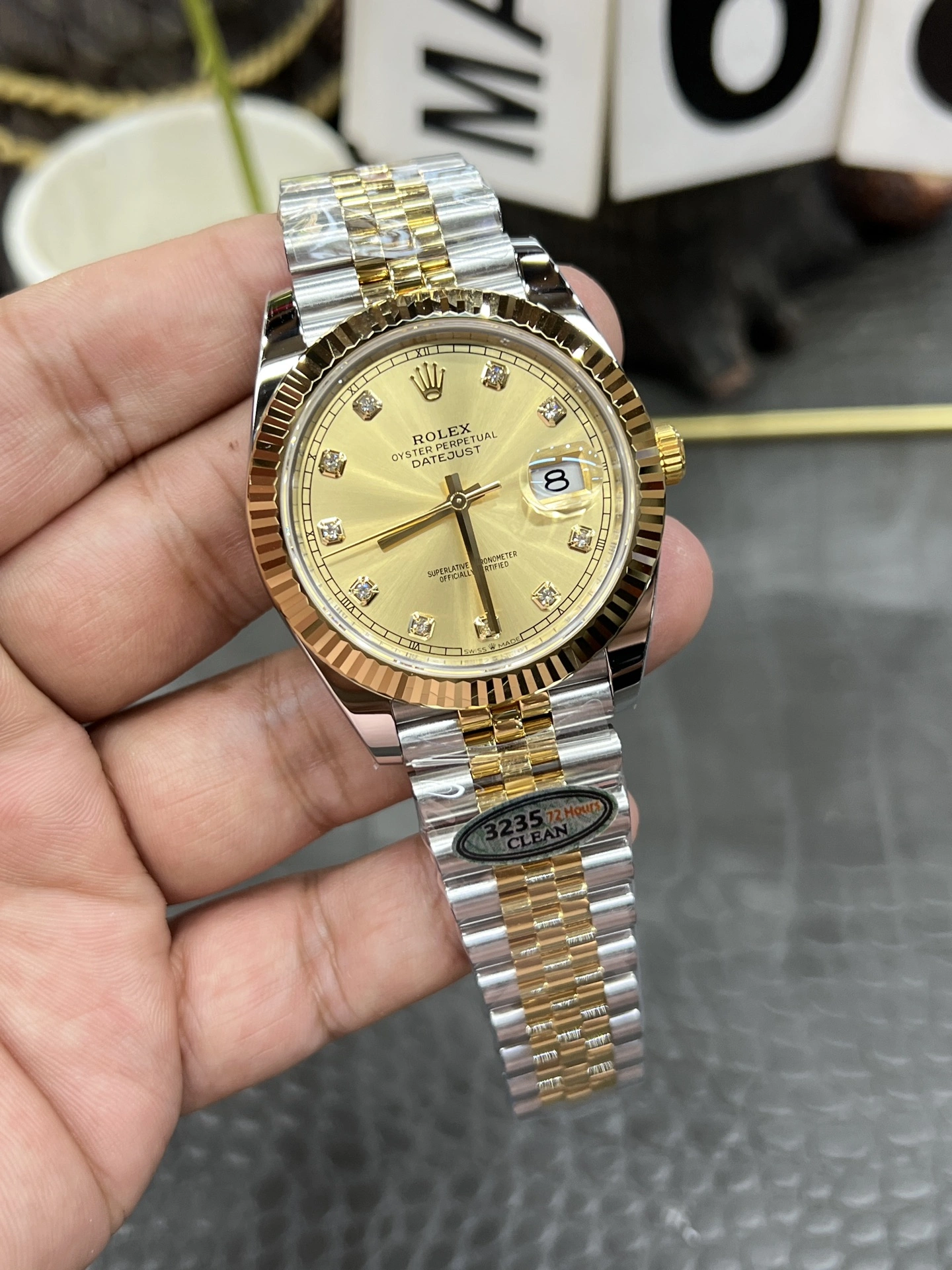 StreetReady CBD Factory Rolex Datejust 41mm Two-Tone Gold Champagne Diamond Dial Fluted Bezel Jubilee Bracelet (126333) 1:1 Super Clone – DD3235 Movement 57