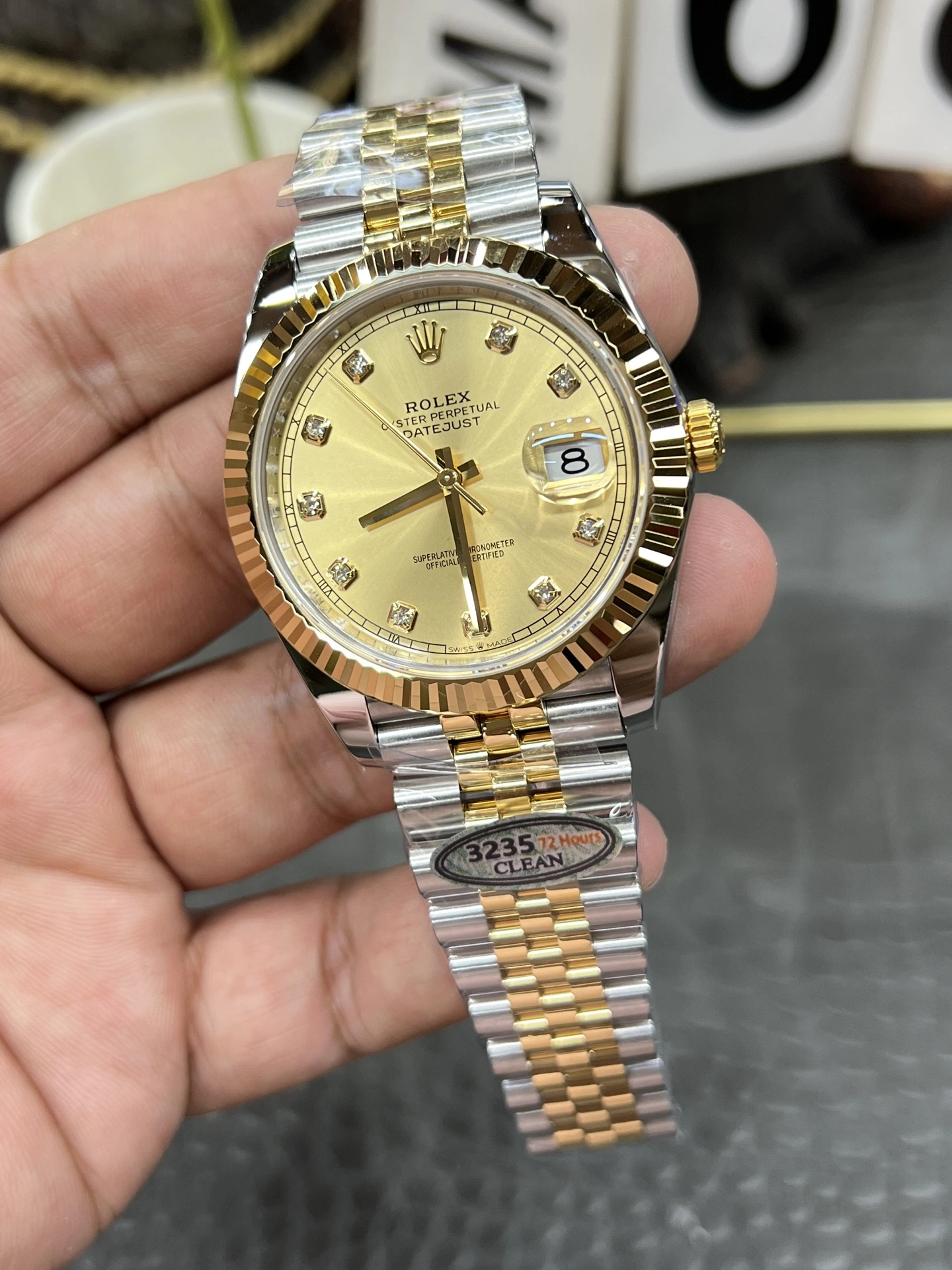 StreetReady CBD Factory Rolex Datejust 41mm Two-Tone Gold Champagne Diamond Dial Fluted Bezel Jubilee Bracelet (126333) 1:1 Super Clone – DD3235 Movement 57