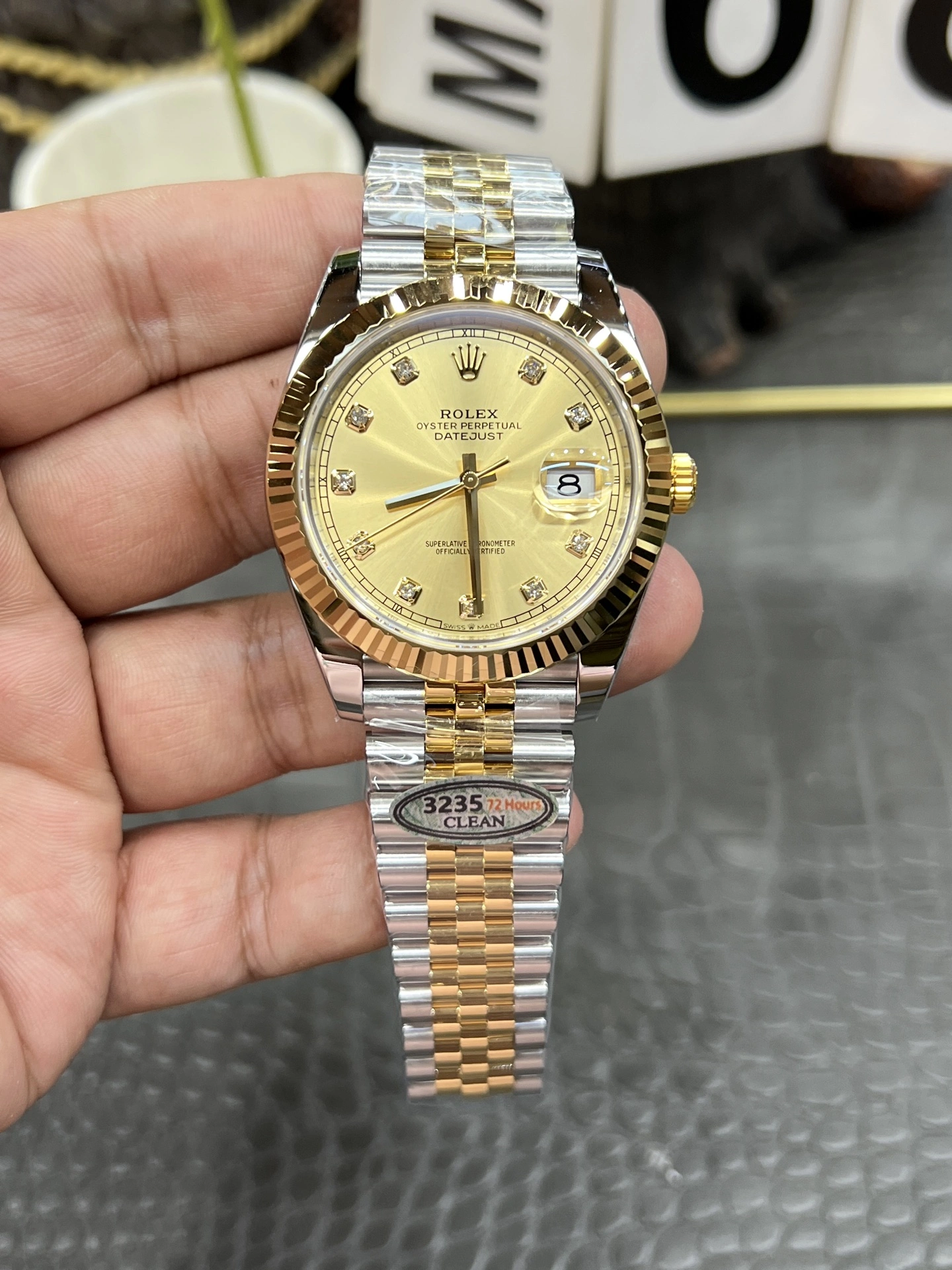 StreetReady CBD Factory Rolex Datejust 41mm Two-Tone Gold Champagne Diamond Dial Fluted Bezel Jubilee Bracelet (126333) 1:1 Super Clone – DD3235 Movement 57