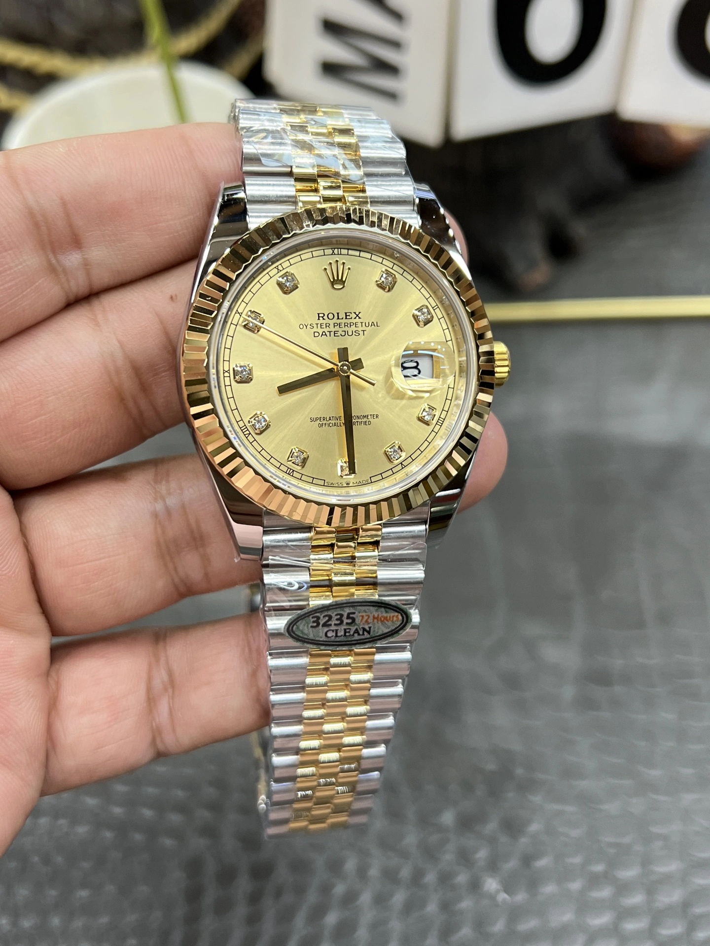 StreetReady CBD Factory Rolex Datejust 41mm Two-Tone Gold Champagne Diamond Dial Fluted Bezel Jubilee Bracelet (126333) 1:1 Super Clone – DD3235 Movement 57