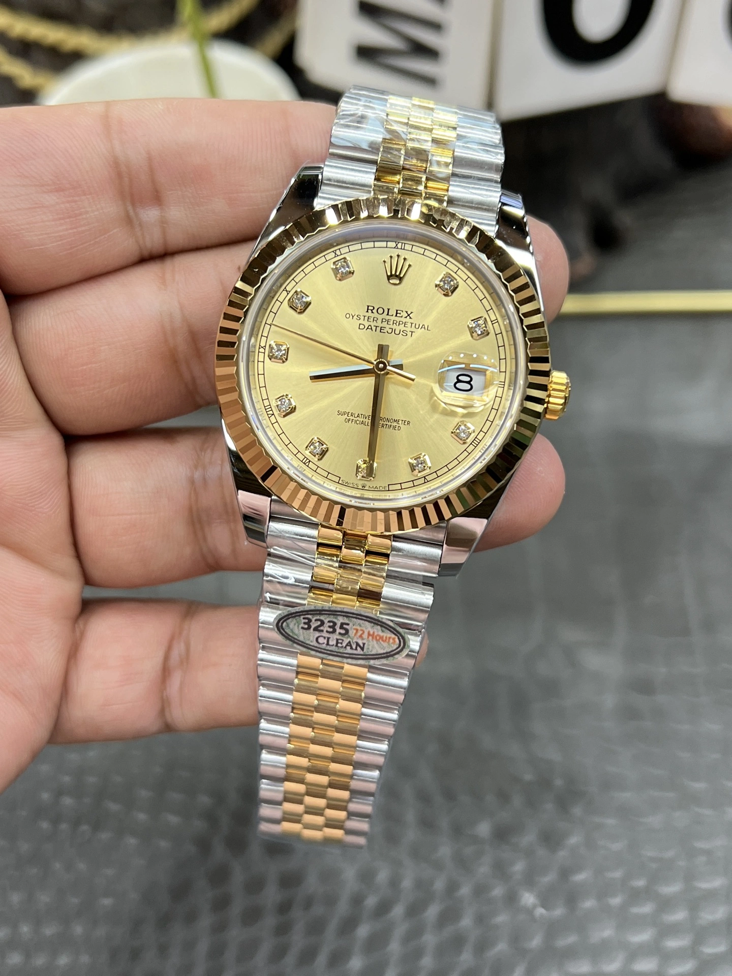 StreetReady CBD Factory Rolex Datejust 41mm Two-Tone Gold Champagne Diamond Dial Fluted Bezel Jubilee Bracelet (126333) 1:1 Super Clone – DD3235 Movement 57